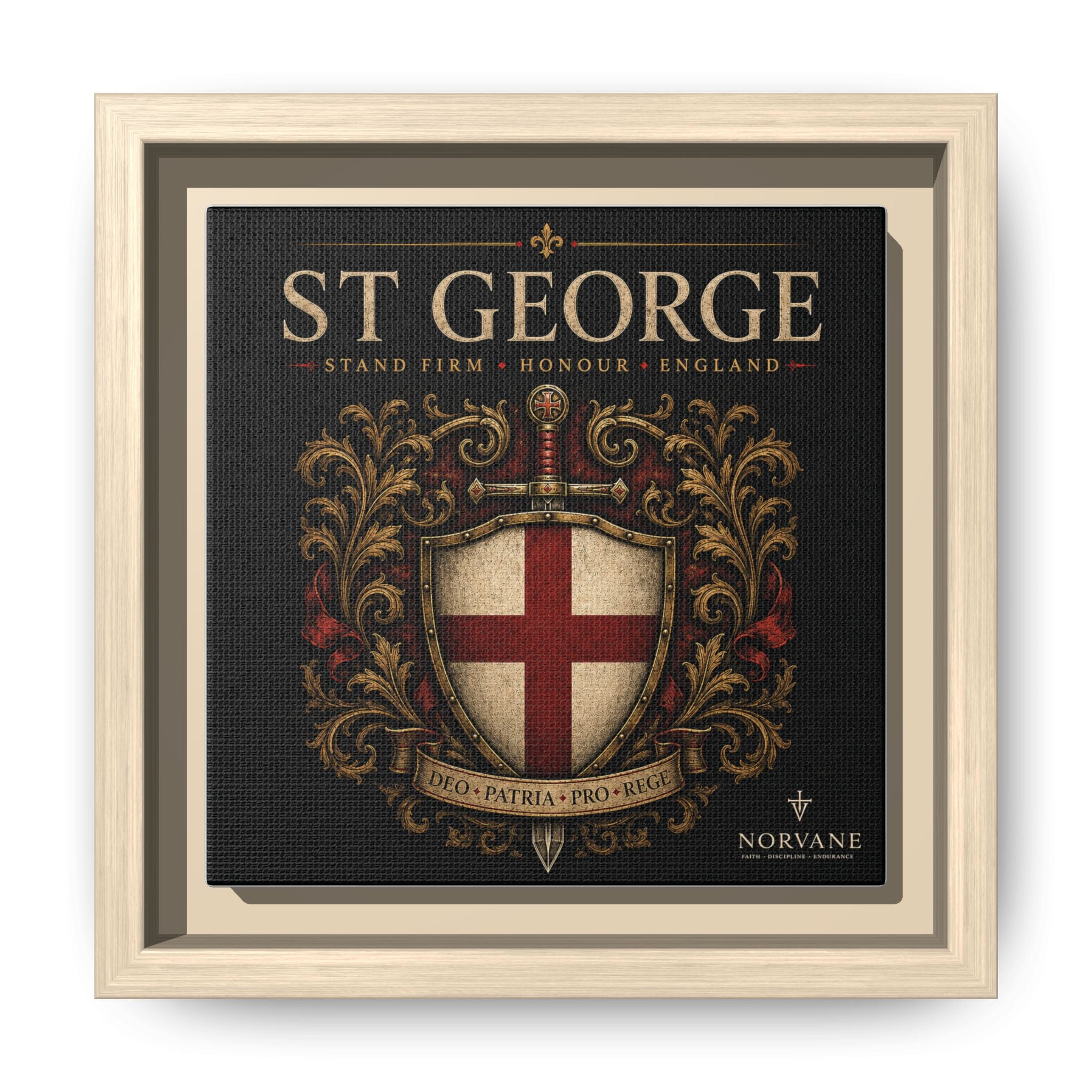 Norvane St George Shield Framed Canvas – England Crest Wall Art in Natural – view 20