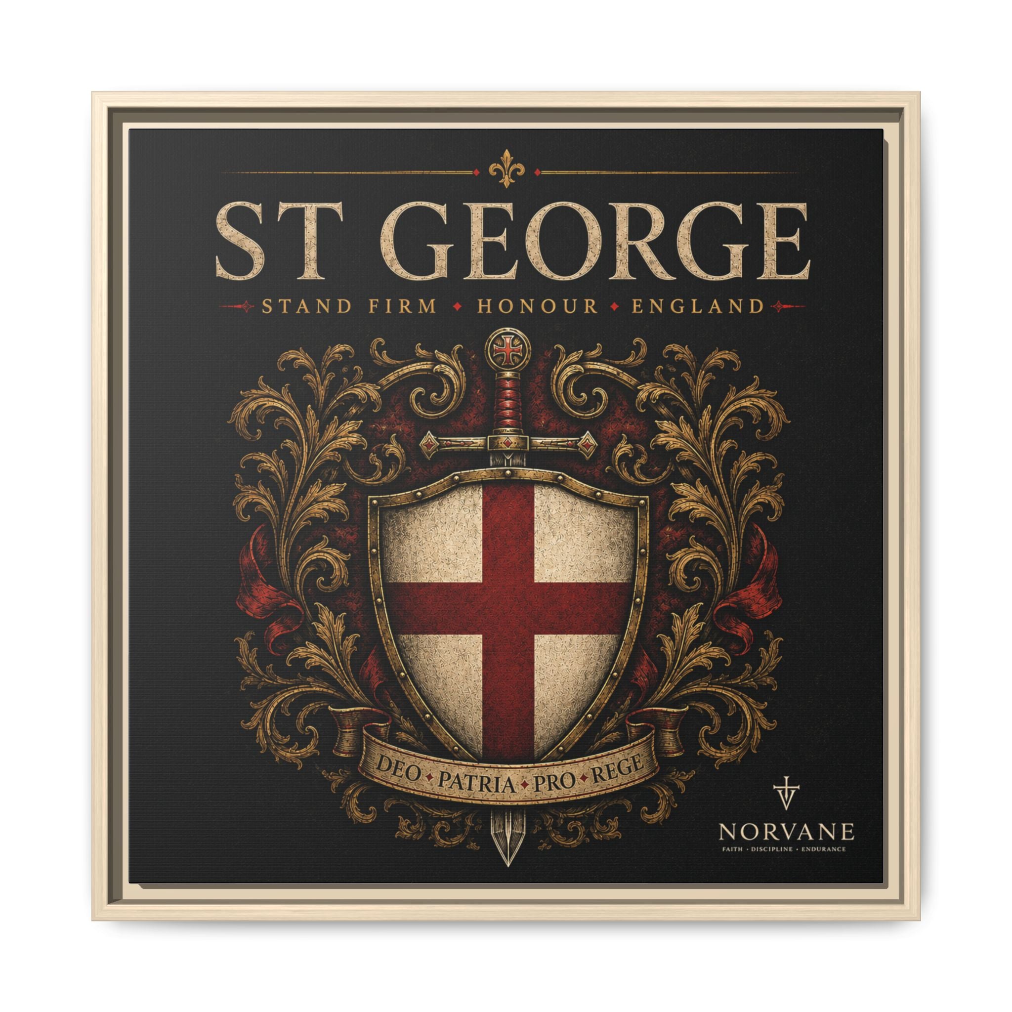 Norvane St George Shield Framed Canvas – England Crest Wall Art in Natural – view 23