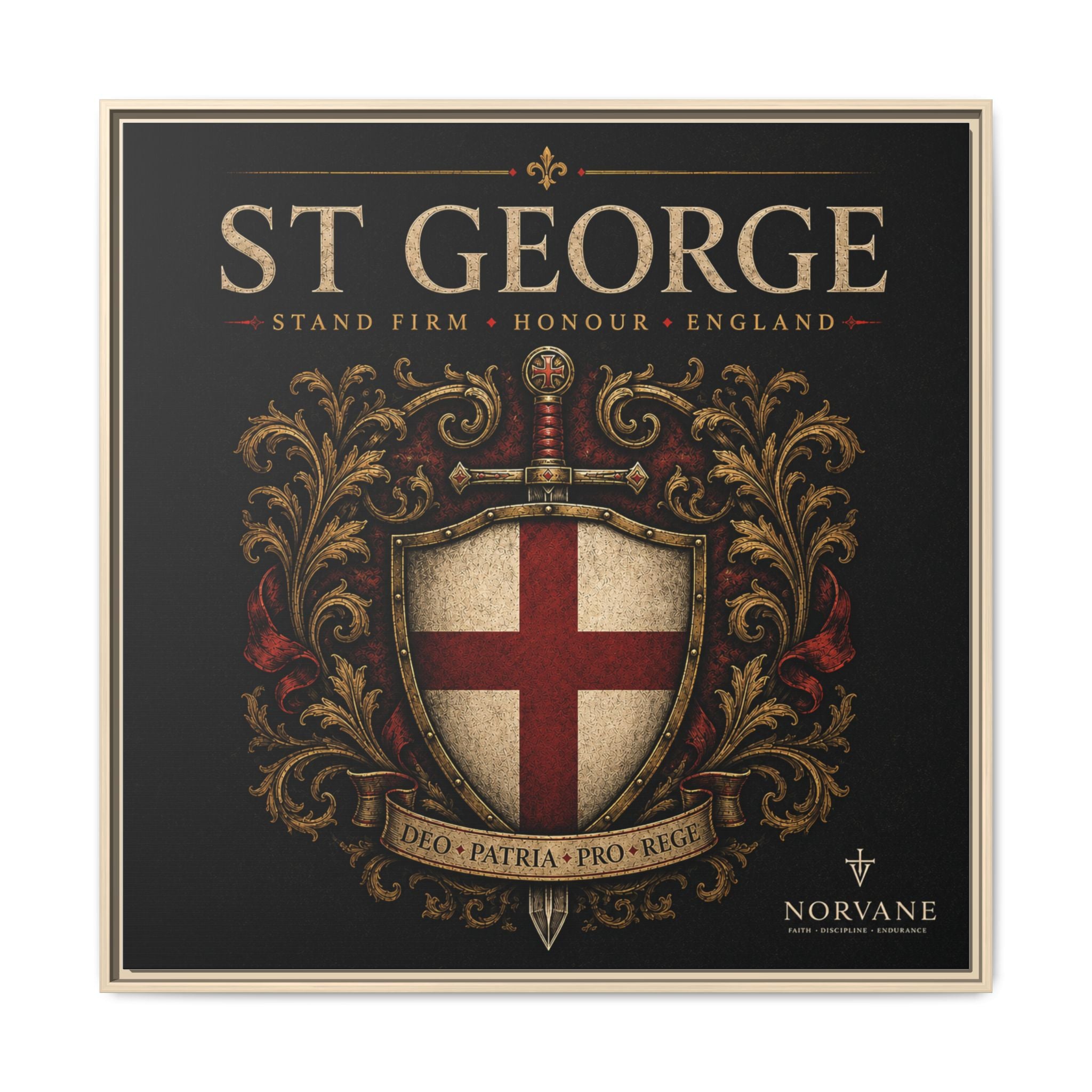 Norvane St George Shield Framed Canvas – England Crest Wall Art in Natural – view 27