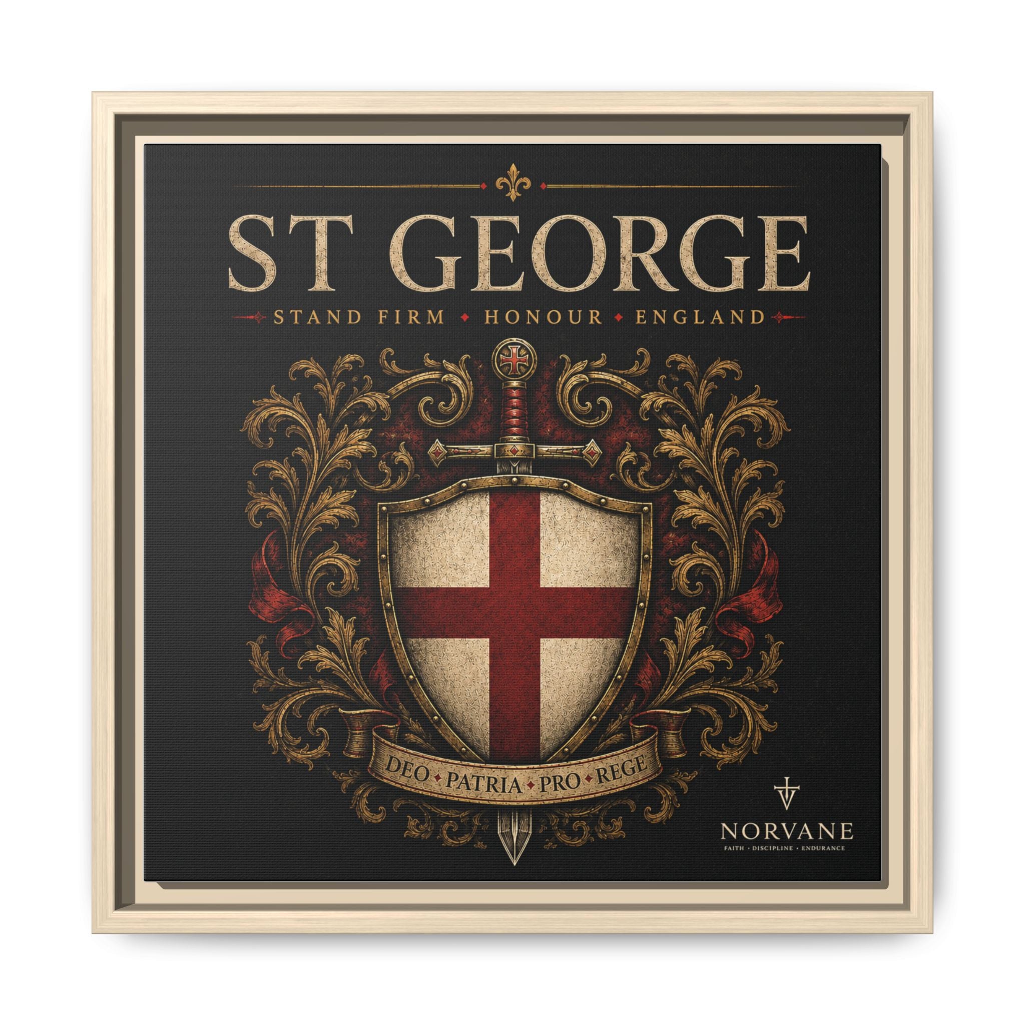 Norvane St George Shield Framed Canvas – England Crest Wall Art in Natural – view 30