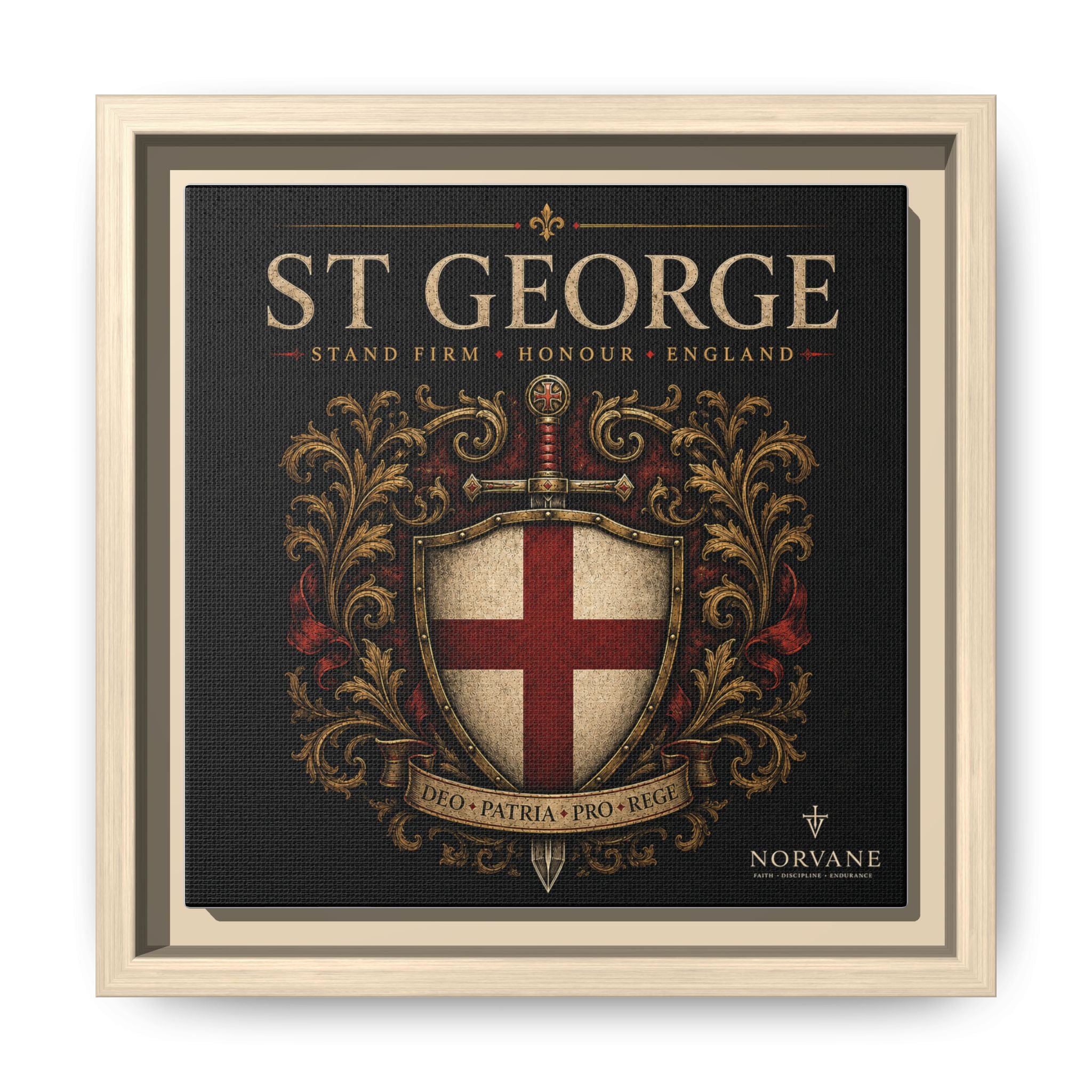 Norvane St George Shield Framed Canvas – England Crest Wall Art in Natural – view 8