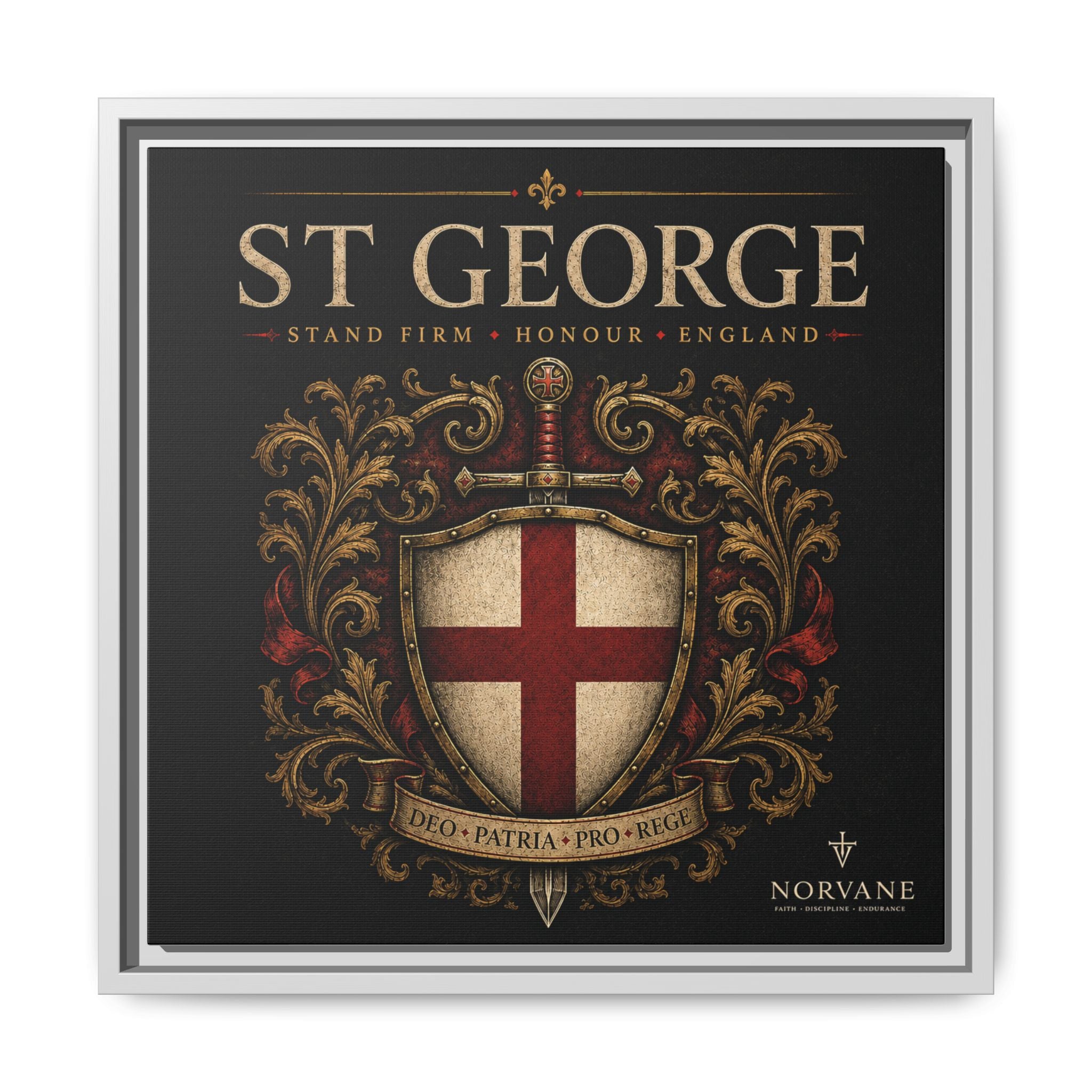 Norvane St George Shield Framed Canvas – England Crest Wall Art in White – view 15