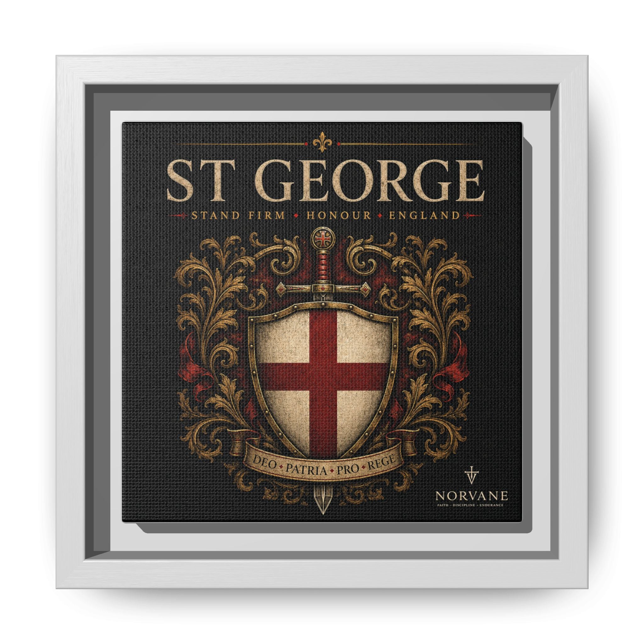 Norvane St George Shield Framed Canvas – England Crest Wall Art in White – view 17