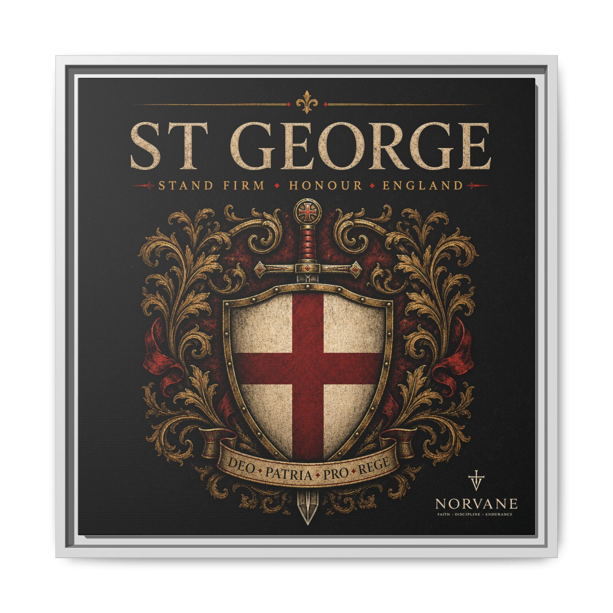 Norvane St George Shield Framed Canvas – England Crest Wall Art in White – view 24