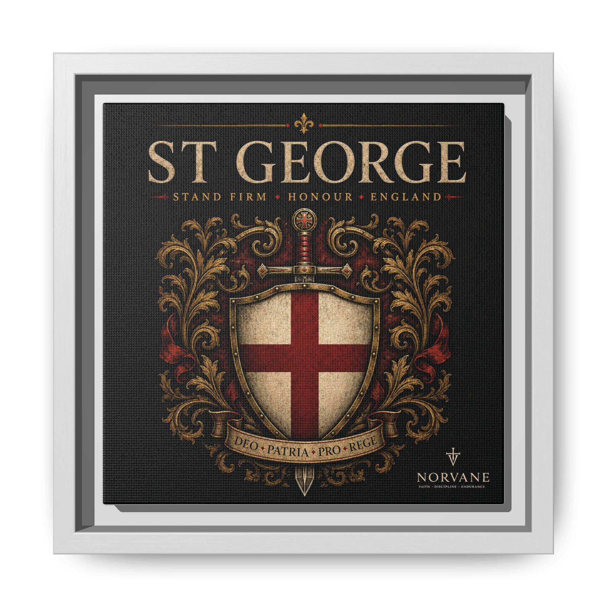 Norvane St George Shield Framed Canvas – England Crest Wall Art in White – view 5