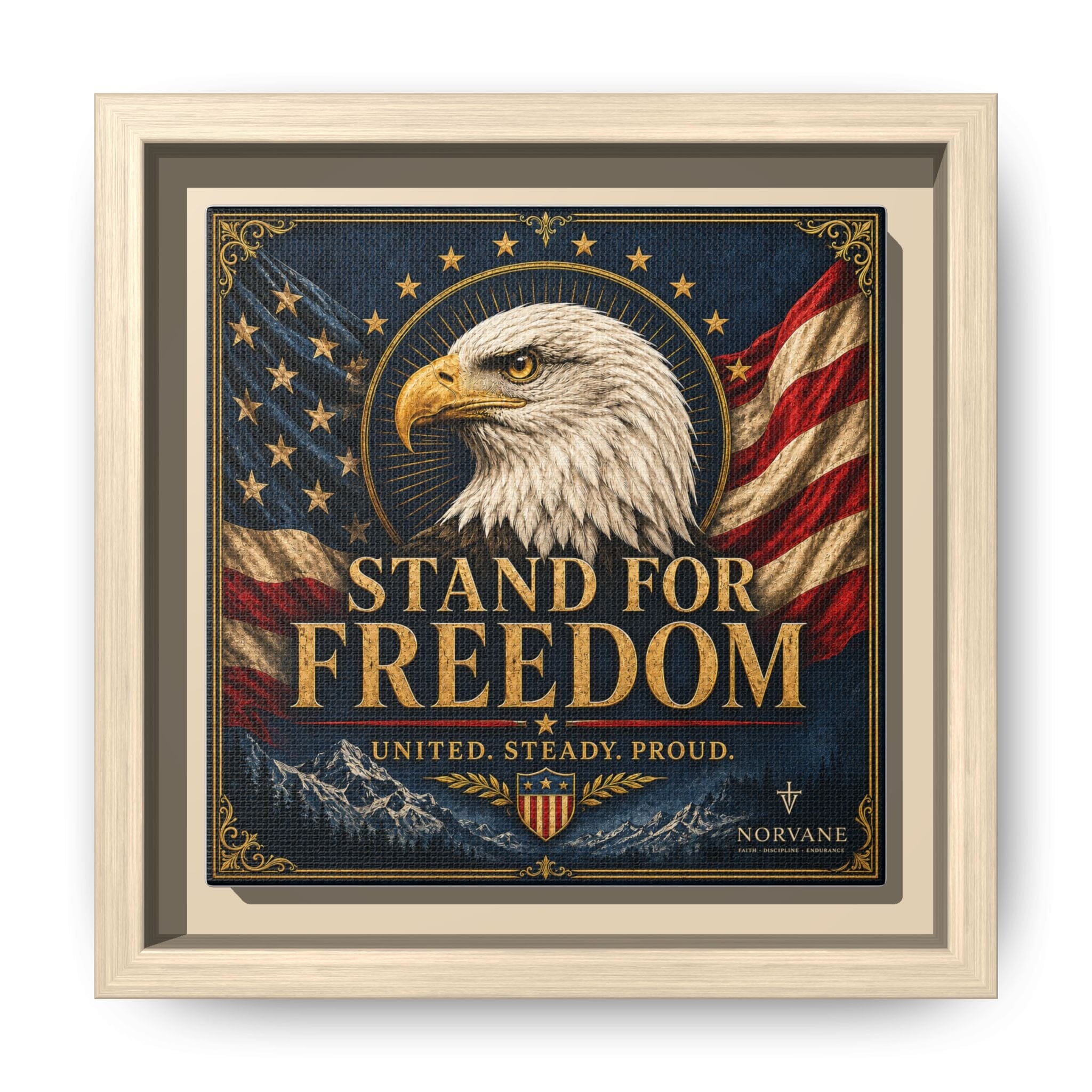 Norvane Stand for Freedom Framed Canvas – Eagle & American Flag Wall Art in Natural – view 20