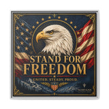 Norvane Stand for Freedom Framed Canvas – Eagle & American Flag Wall Art in White – view 12