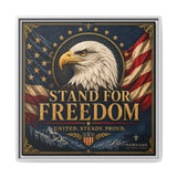 Norvane Stand for Freedom Framed Canvas – Eagle & American Flag Wall Art in White