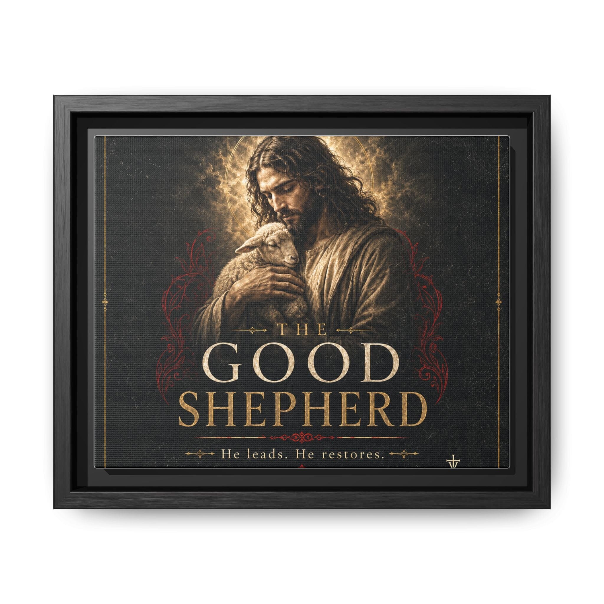 Norvane The Good Shepherd Framed Canvas – He Leads, He Restores Wall Art in Black – view 29