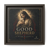 Norvane The Good Shepherd Framed Canvas – He Leads, He Restores Wall Art in Espresso – view 7