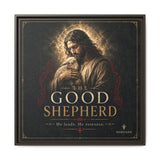 Norvane The Good Shepherd Framed Canvas – He Leads, He Restores Wall Art in Espresso