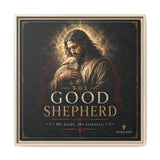 Norvane The Good Shepherd Framed Canvas – He Leads, He Restores Wall Art in Natural