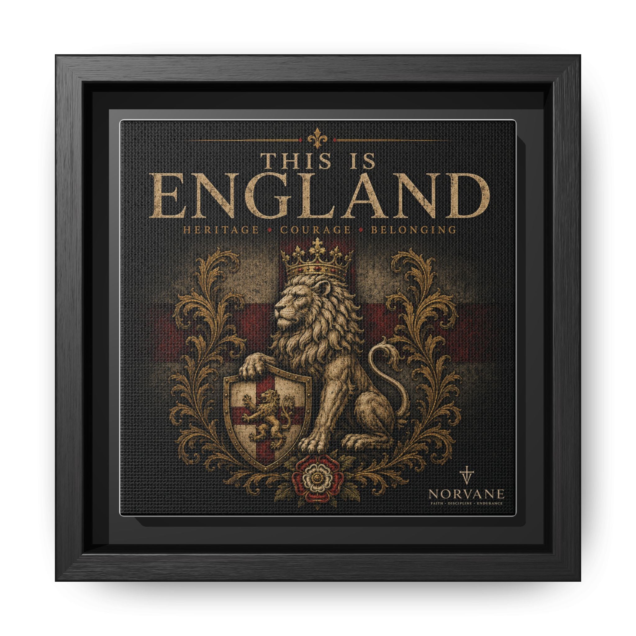 Norvane This Is England Framed Canvas – Vintage Lion Crest Wall Decor in Black – view 18