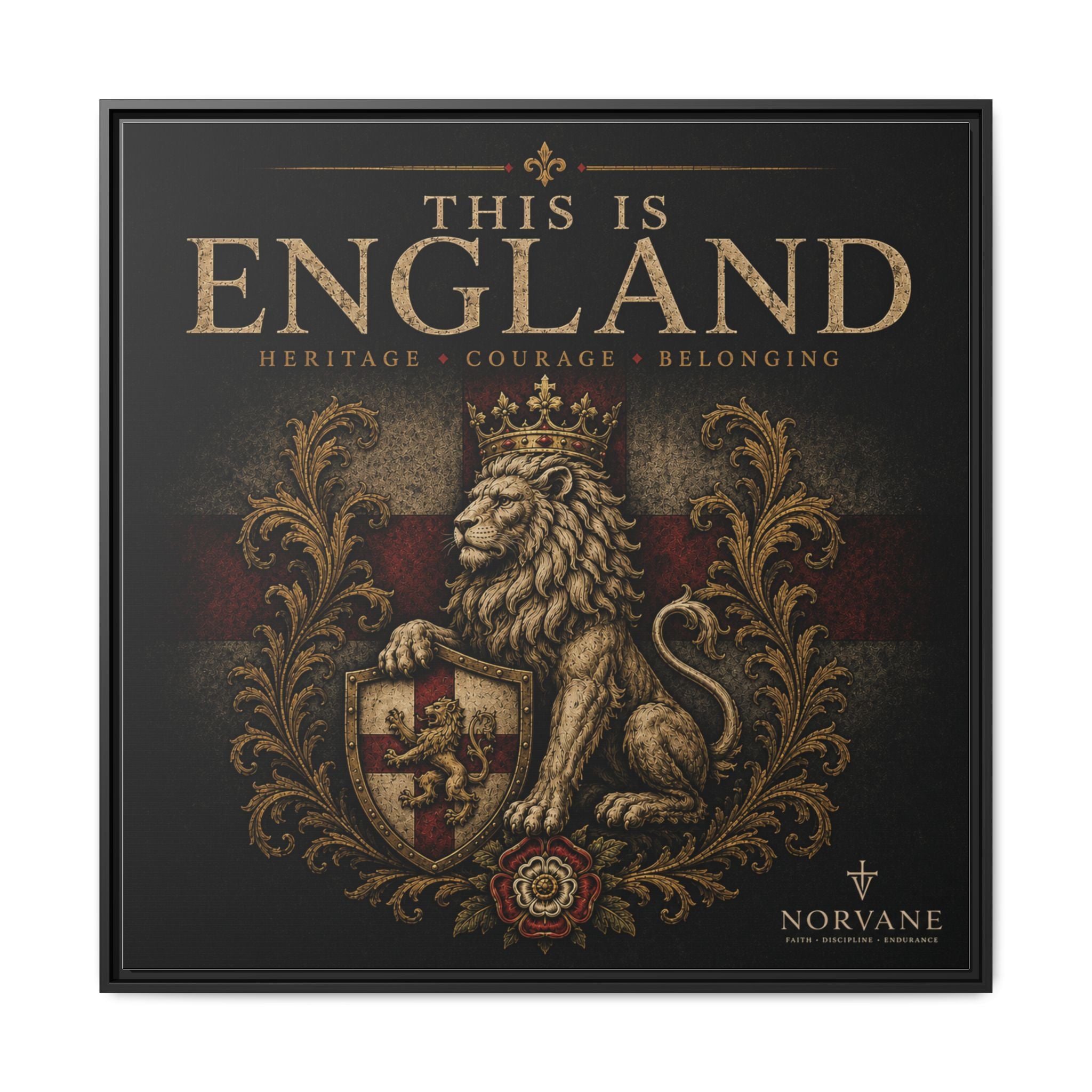 Norvane This Is England Framed Canvas – Vintage Lion Crest Wall Decor in Black – view 26
