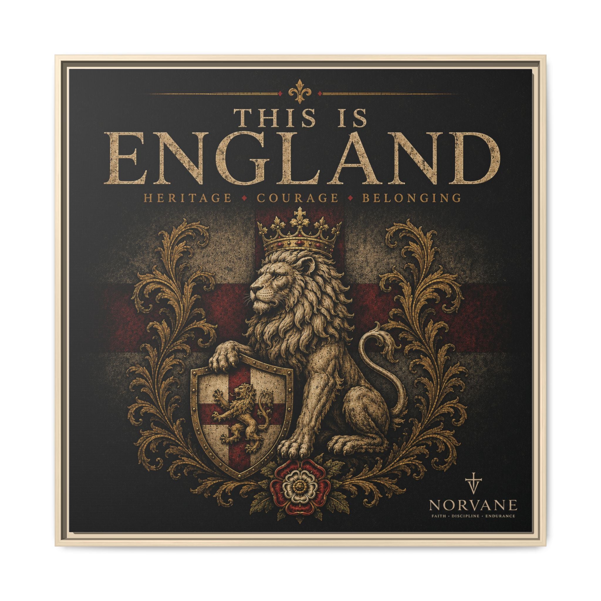 Norvane This Is England Framed Canvas – Vintage Lion Crest Wall Decor in Natural – view 10