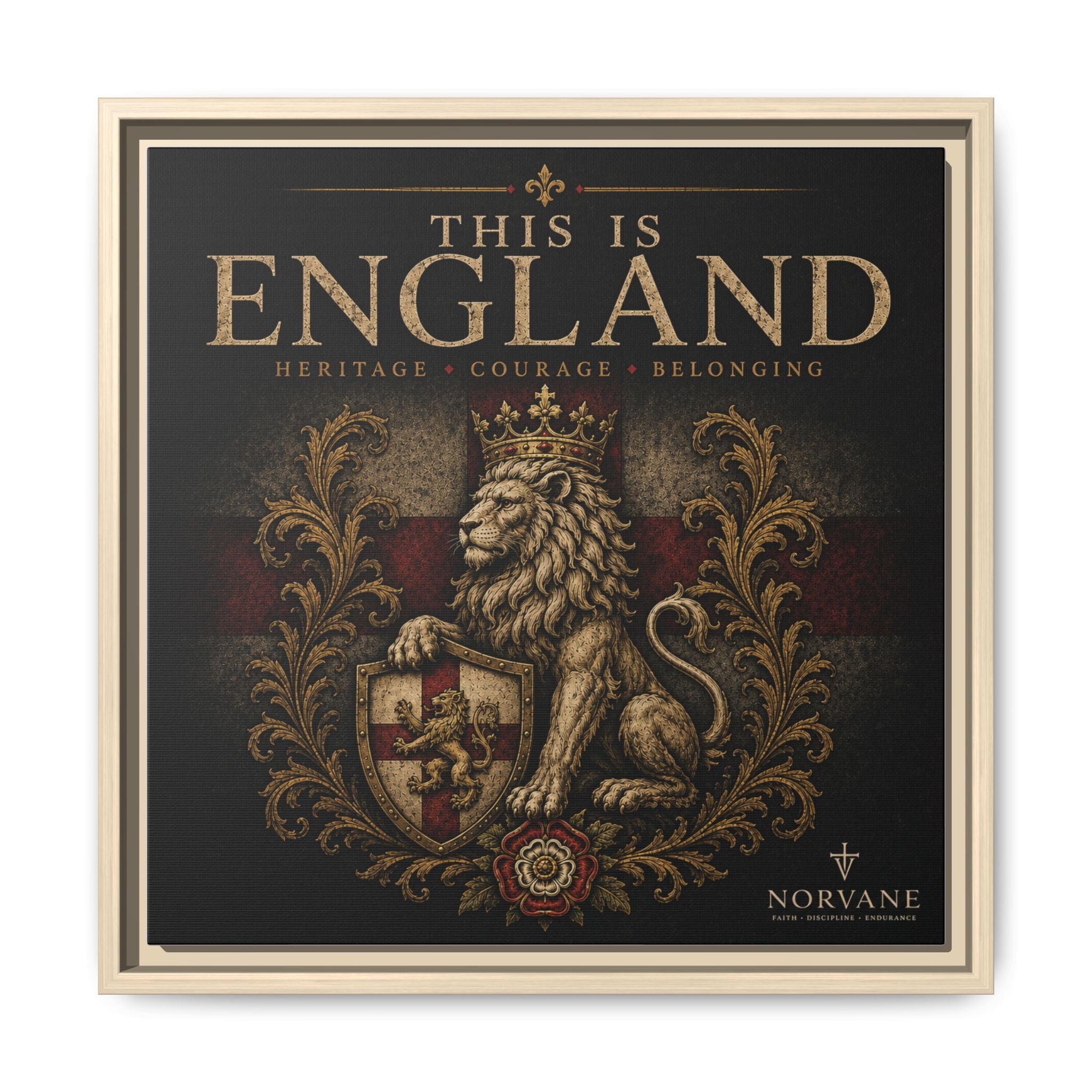 Norvane This Is England Framed Canvas – Vintage Lion Crest Wall Decor in Natural – view 13