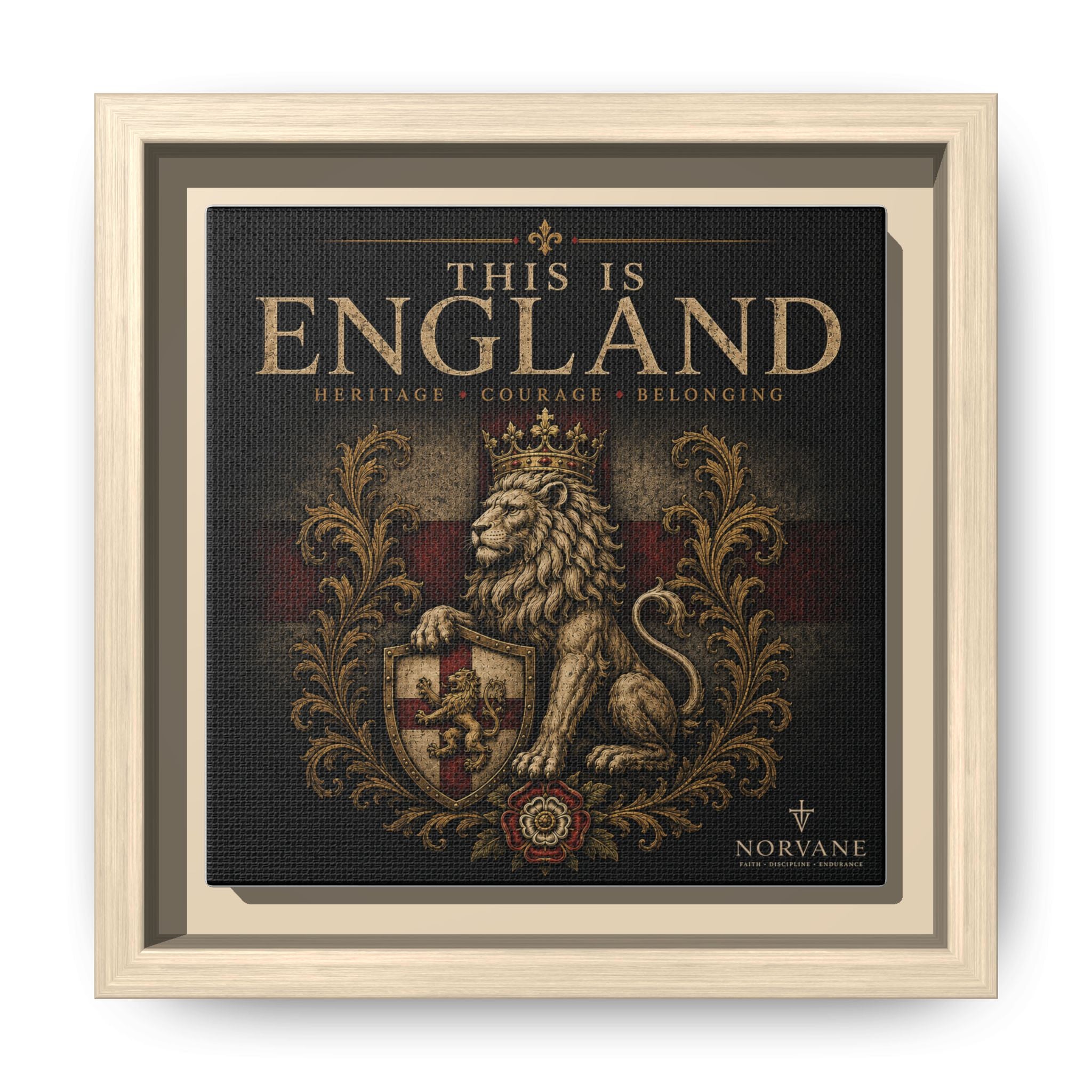 Norvane This Is England Framed Canvas – Vintage Lion Crest Wall Decor in Natural – view 20