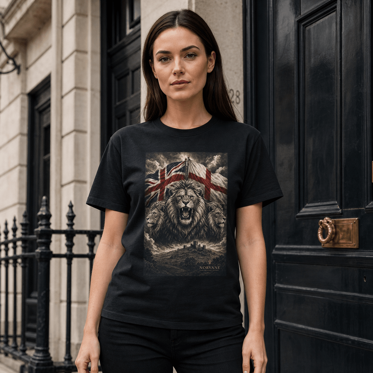 Norvane Three Lions British Heritage T-Shirt – Patriotic Graphic Tee – view 5
