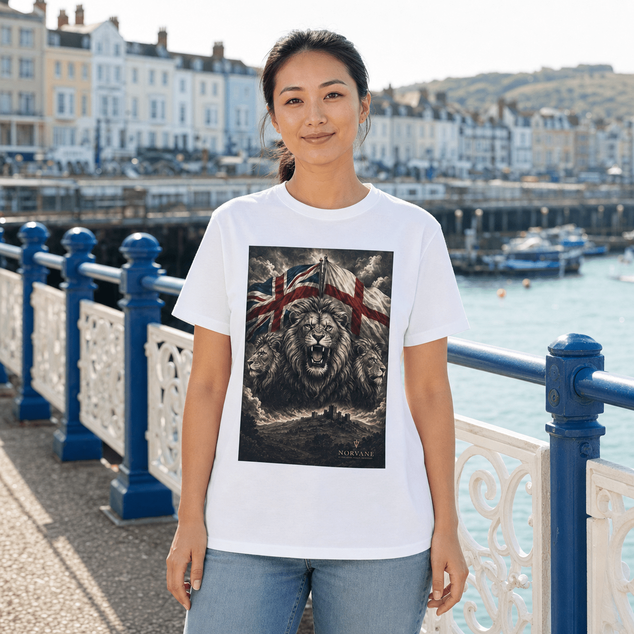 Norvane Three Lions British Heritage T-Shirt – Patriotic Graphic Tee – view 6