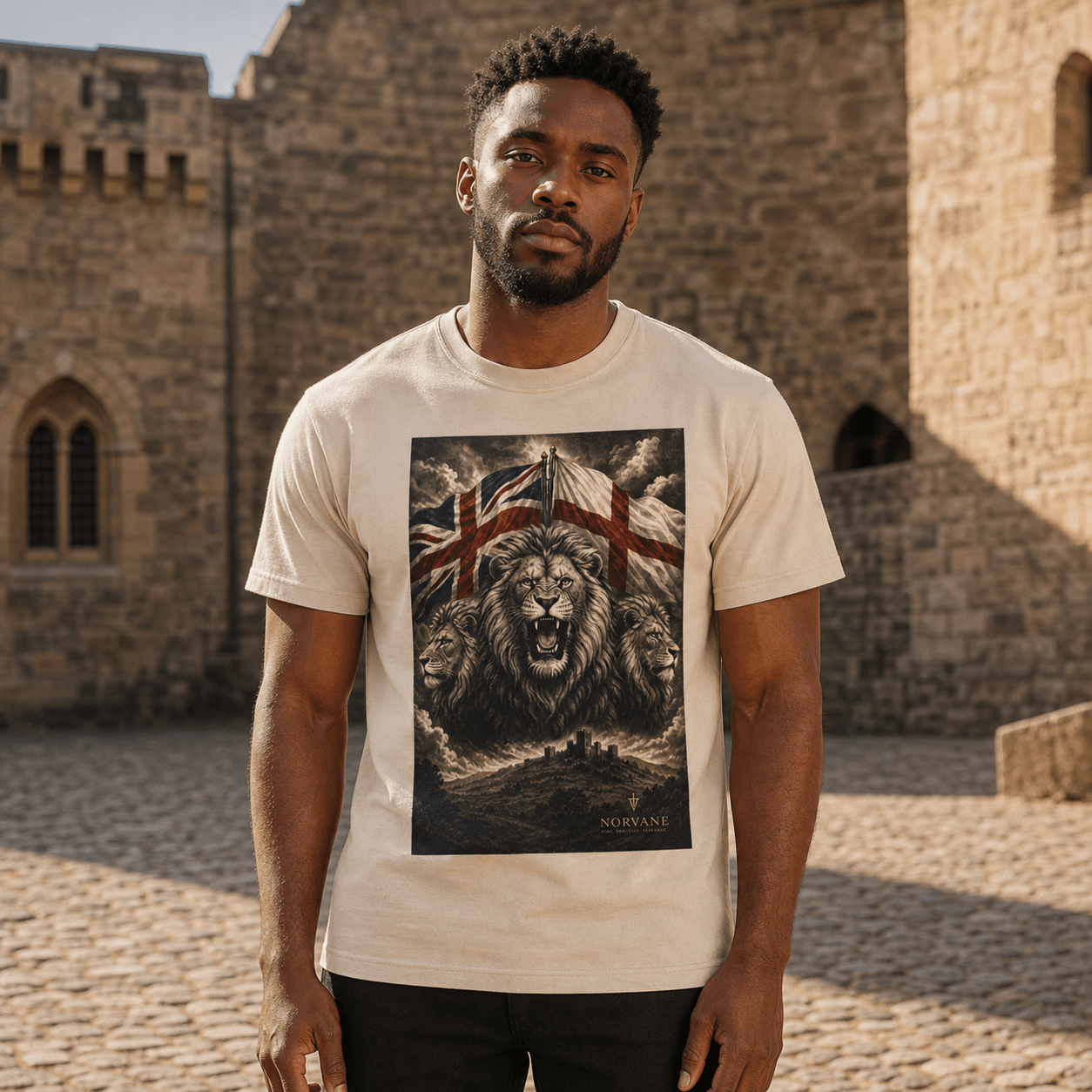 Norvane Three Lions British Heritage T-Shirt – Patriotic Graphic Tee – view 7