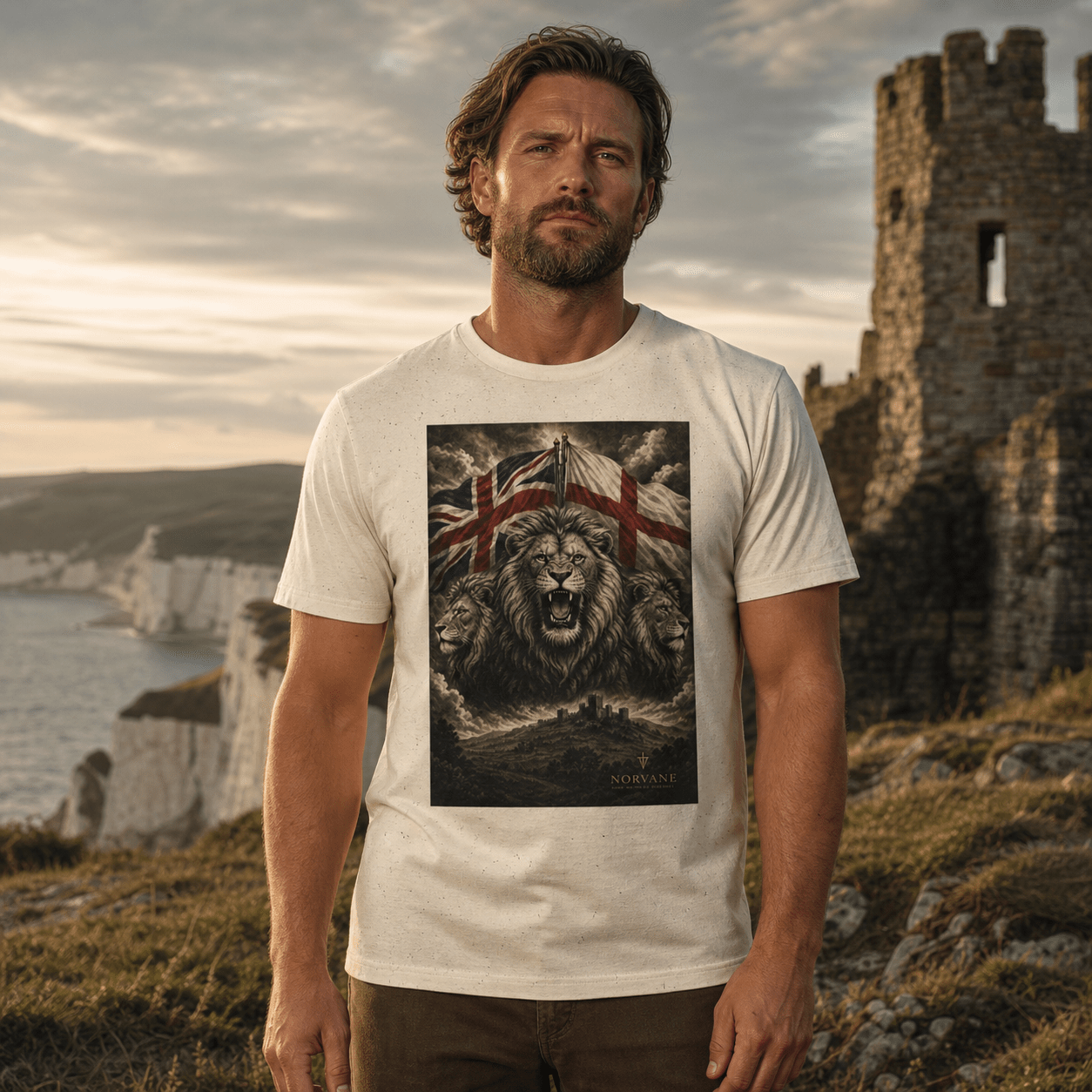 Norvane Three Lions British Heritage T-Shirt – Patriotic Graphic Tee – view 8