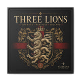 Norvane Three Lions Framed Canvas – Heraldic England Crest Print in Black