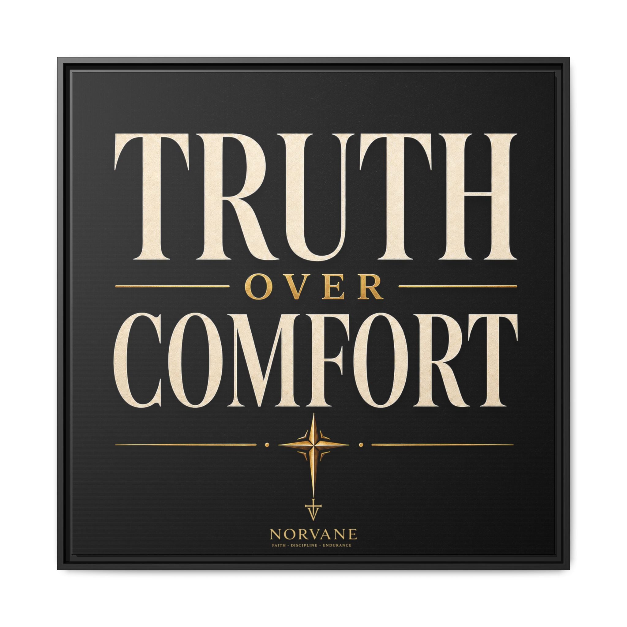 Norvane Truth Over Comfort Framed Canvas – Statement Typography Wall Art in Black – view 11