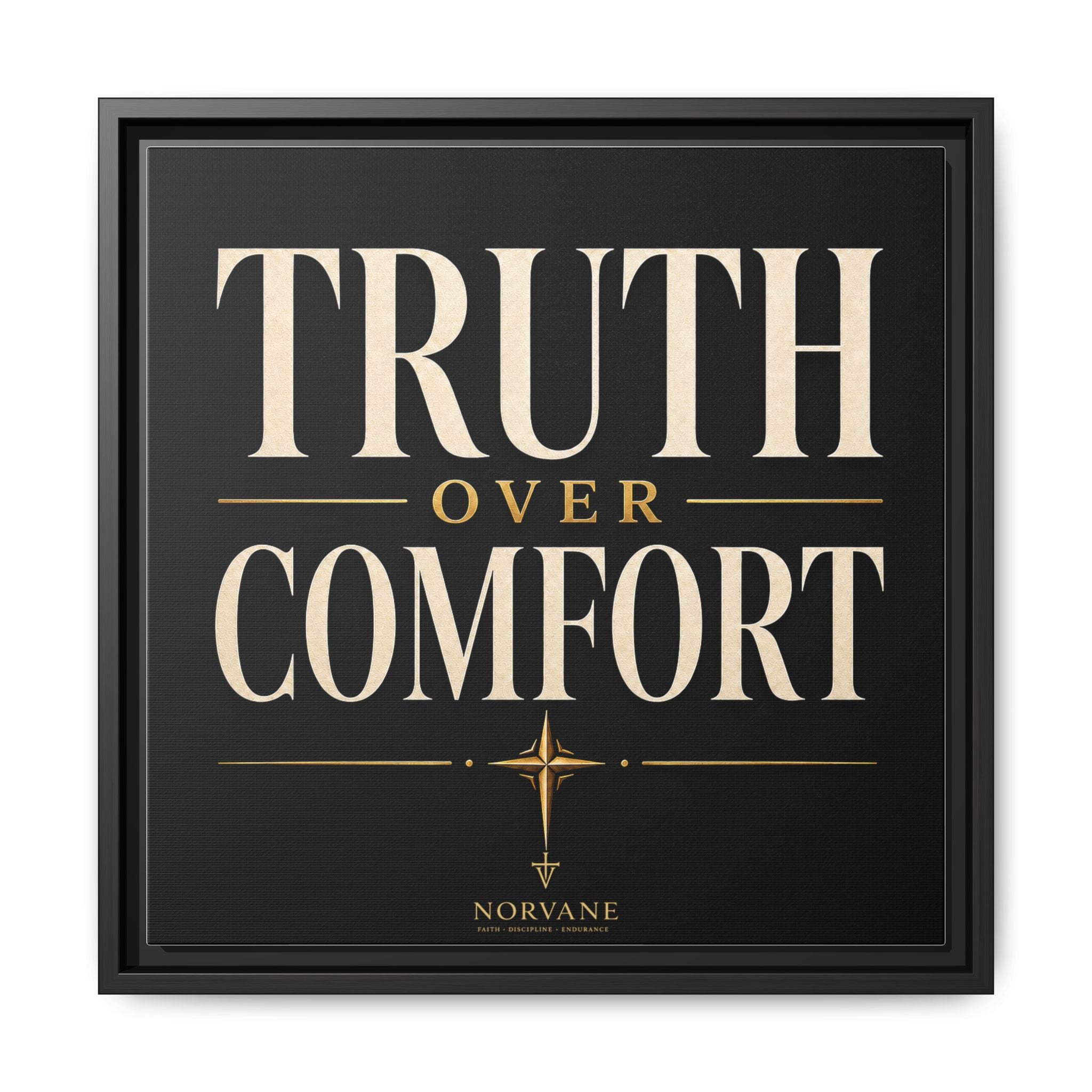 Norvane Truth Over Comfort Framed Canvas – Statement Typography Wall Art in Black – view 16