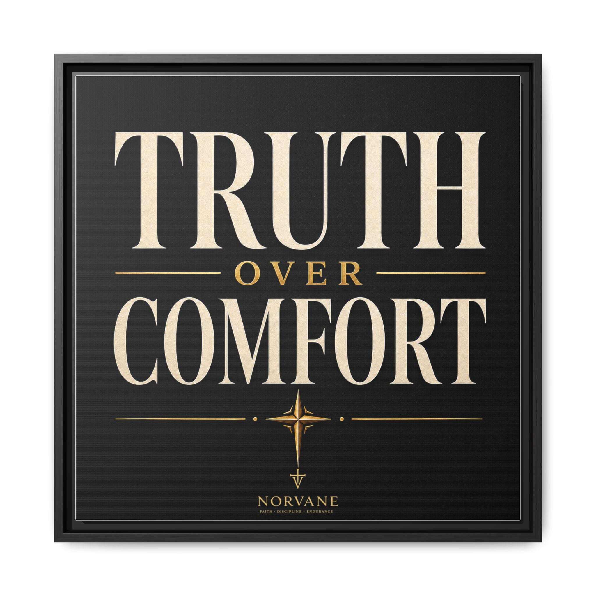 Norvane Truth Over Comfort Framed Canvas – Statement Typography Wall Art in Black – view 21