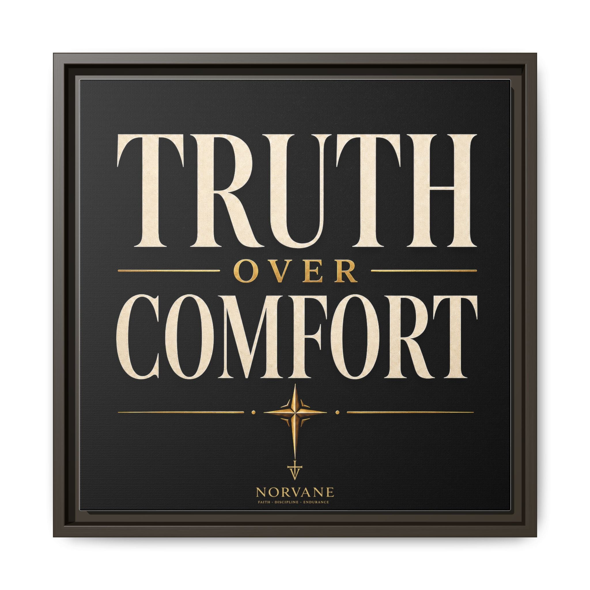 Norvane Truth Over Comfort Framed Canvas – Statement Typography Wall Art in Espresso – view 14