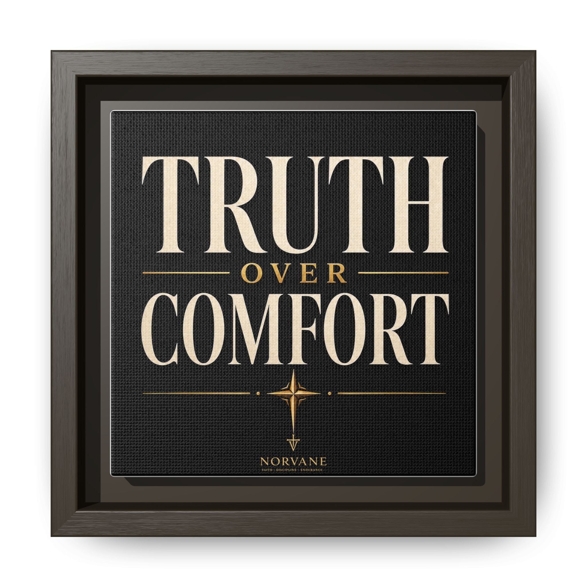 Norvane Truth Over Comfort Framed Canvas – Statement Typography Wall Art in Espresso – view 19
