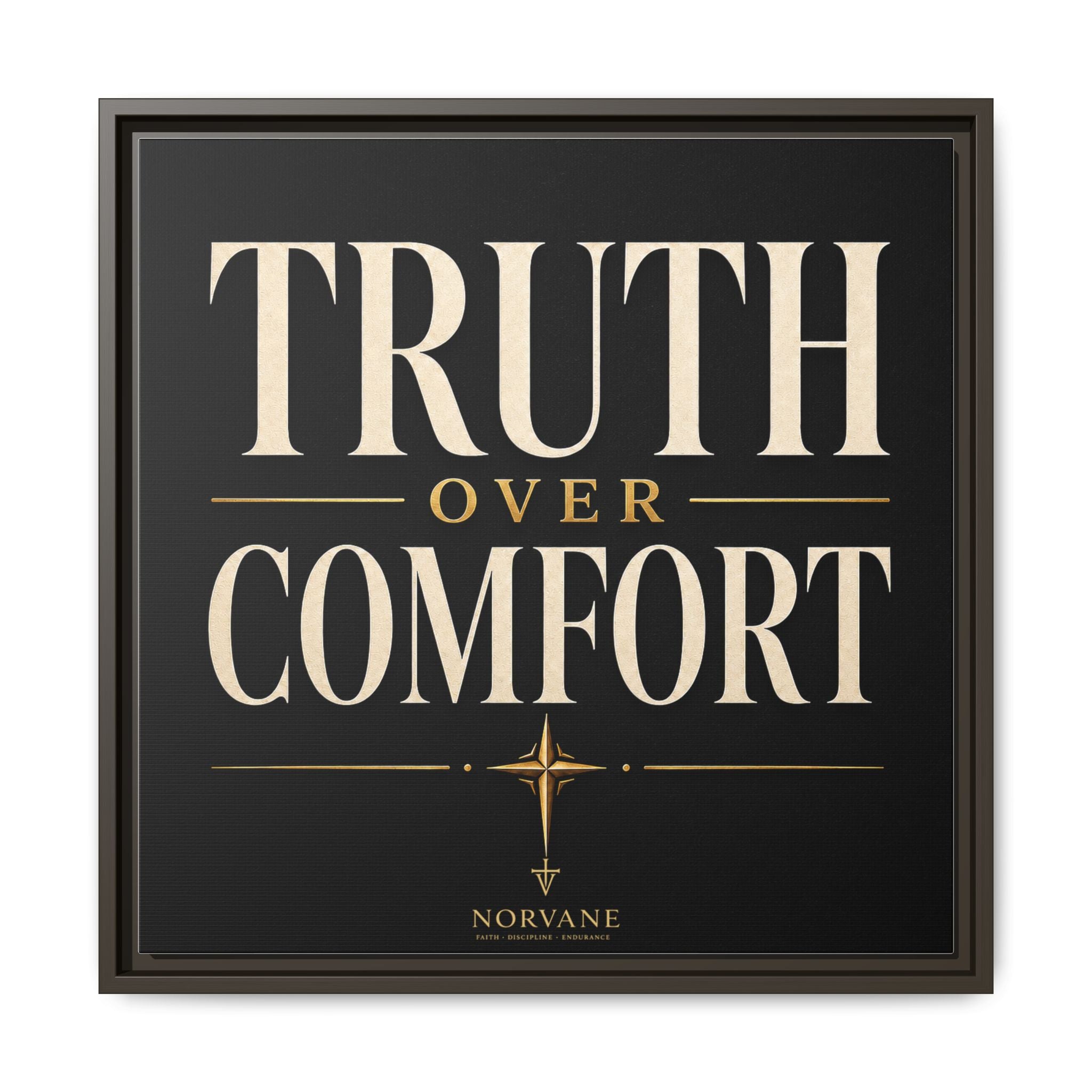 Norvane Truth Over Comfort Framed Canvas – Statement Typography Wall Art in Espresso – view 22