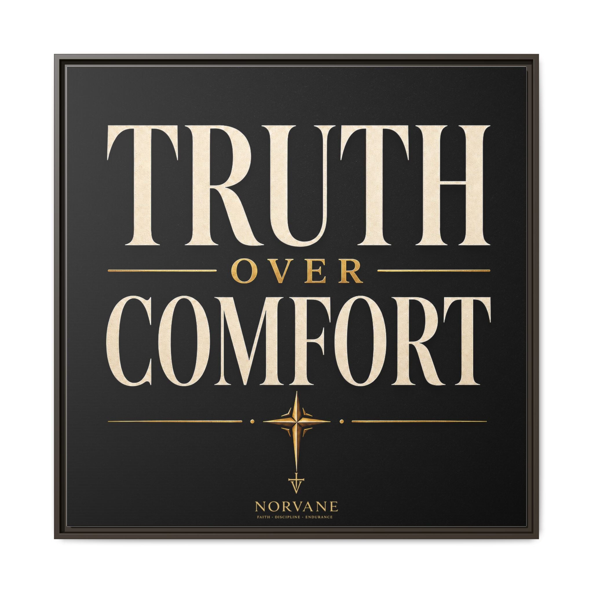 Norvane Truth Over Comfort Framed Canvas – Statement Typography Wall Art in Espresso – view 28