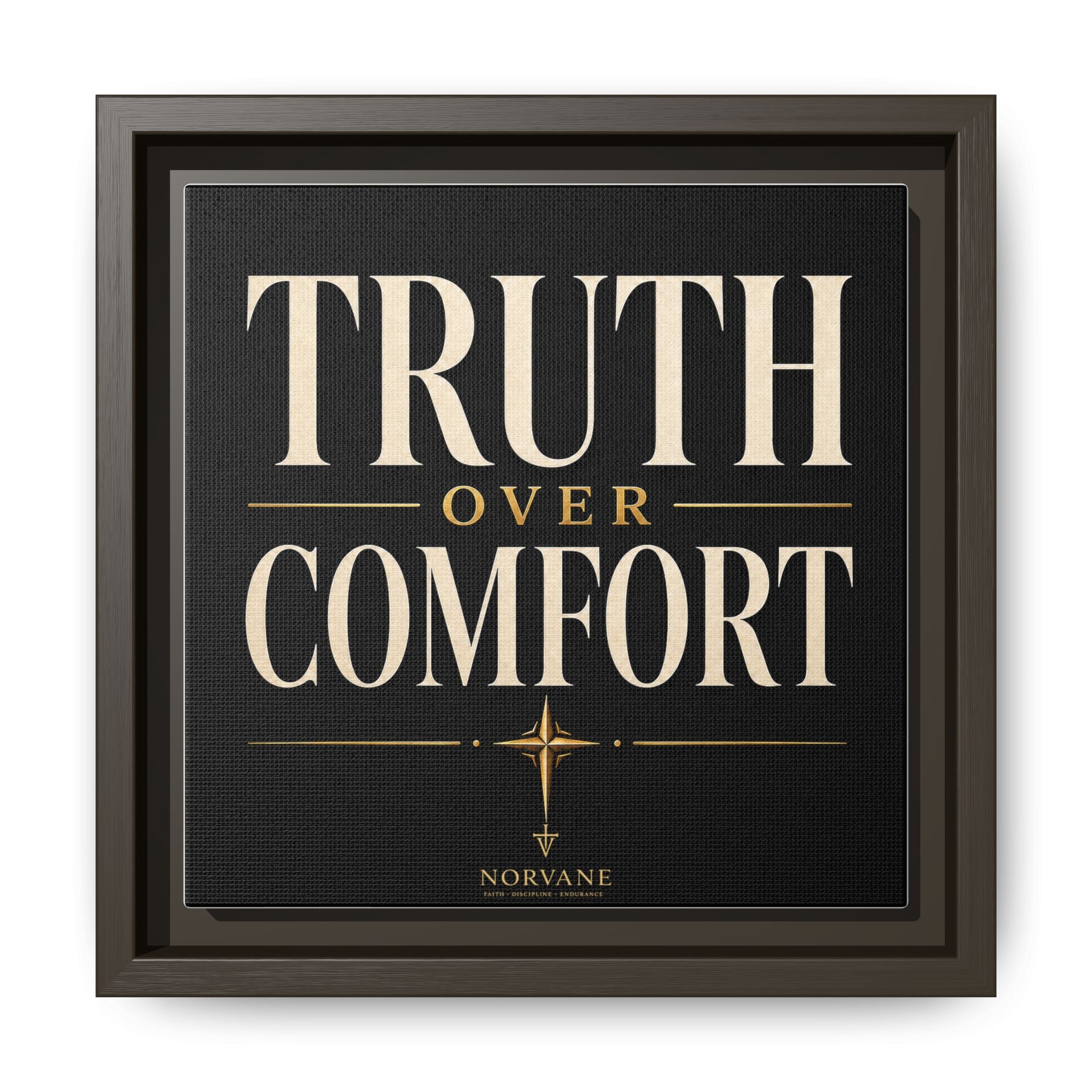 Norvane Truth Over Comfort Framed Canvas – Statement Typography Wall Art in Espresso – view 7