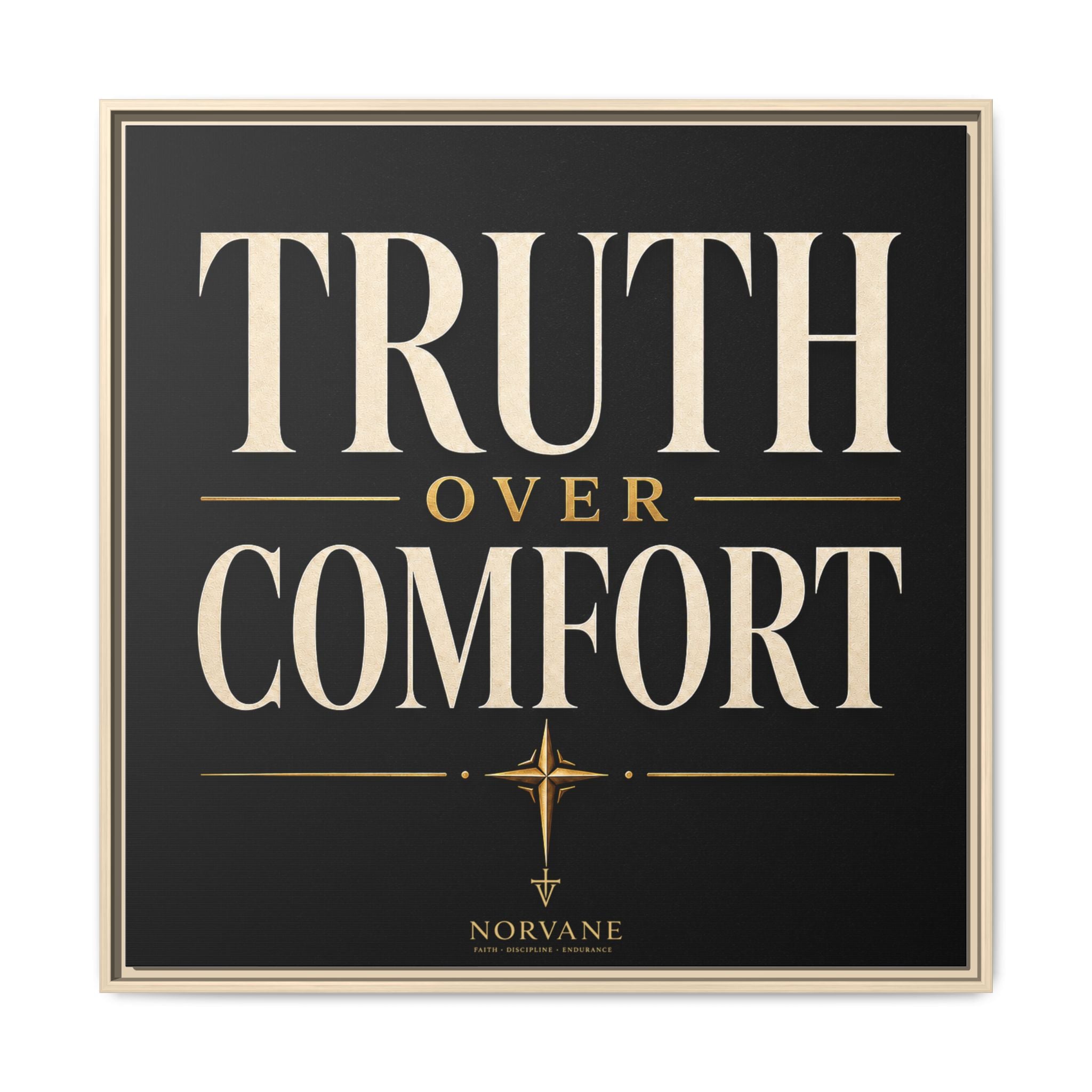 Norvane Truth Over Comfort Framed Canvas – Statement Typography Wall Art in Natural – view 10
