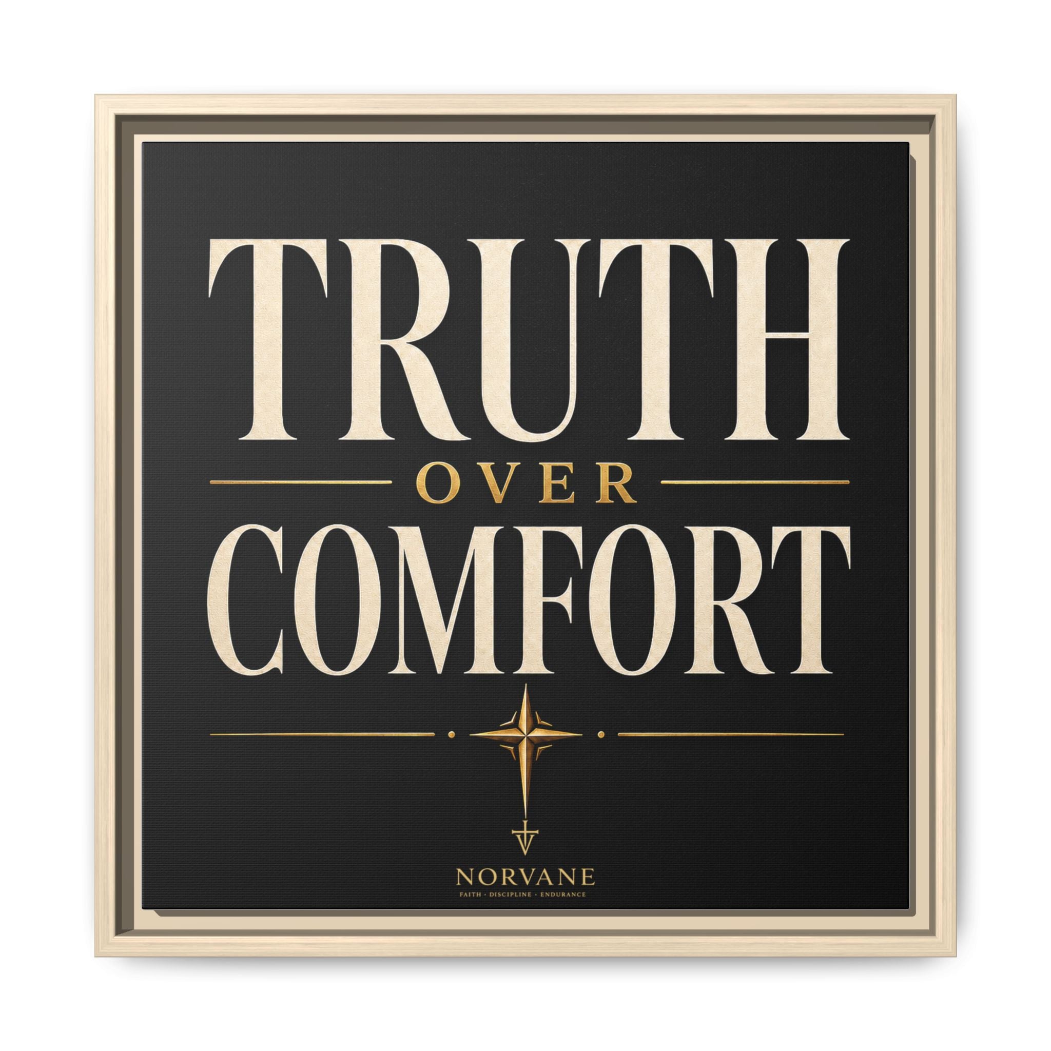 Norvane Truth Over Comfort Framed Canvas – Statement Typography Wall Art in Natural – view 13