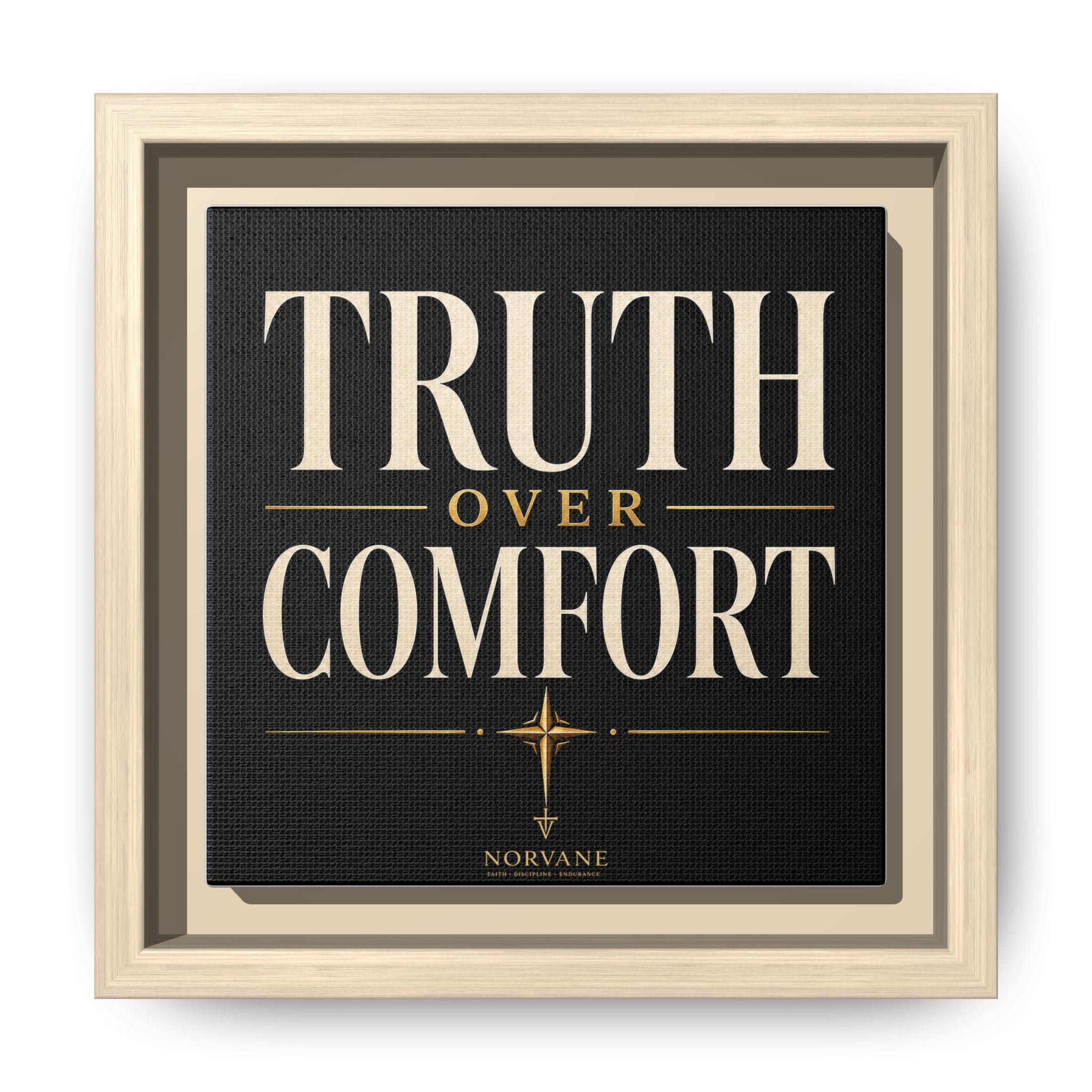 Norvane Truth Over Comfort Framed Canvas – Statement Typography Wall Art in Natural – view 20