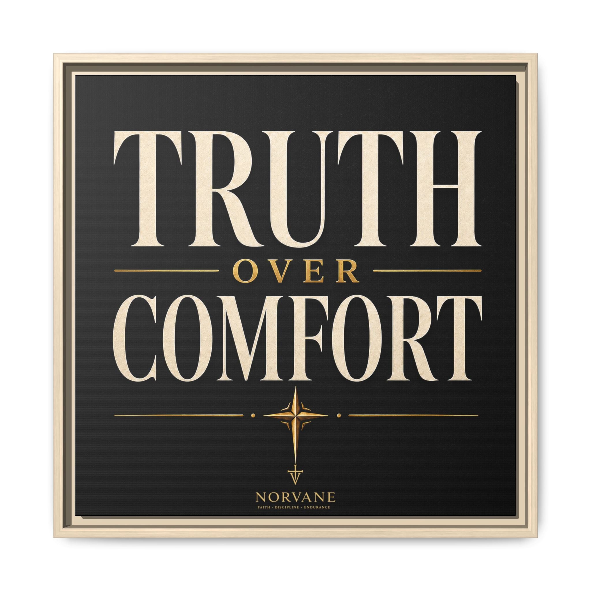 Norvane Truth Over Comfort Framed Canvas – Statement Typography Wall Art in Natural – view 23