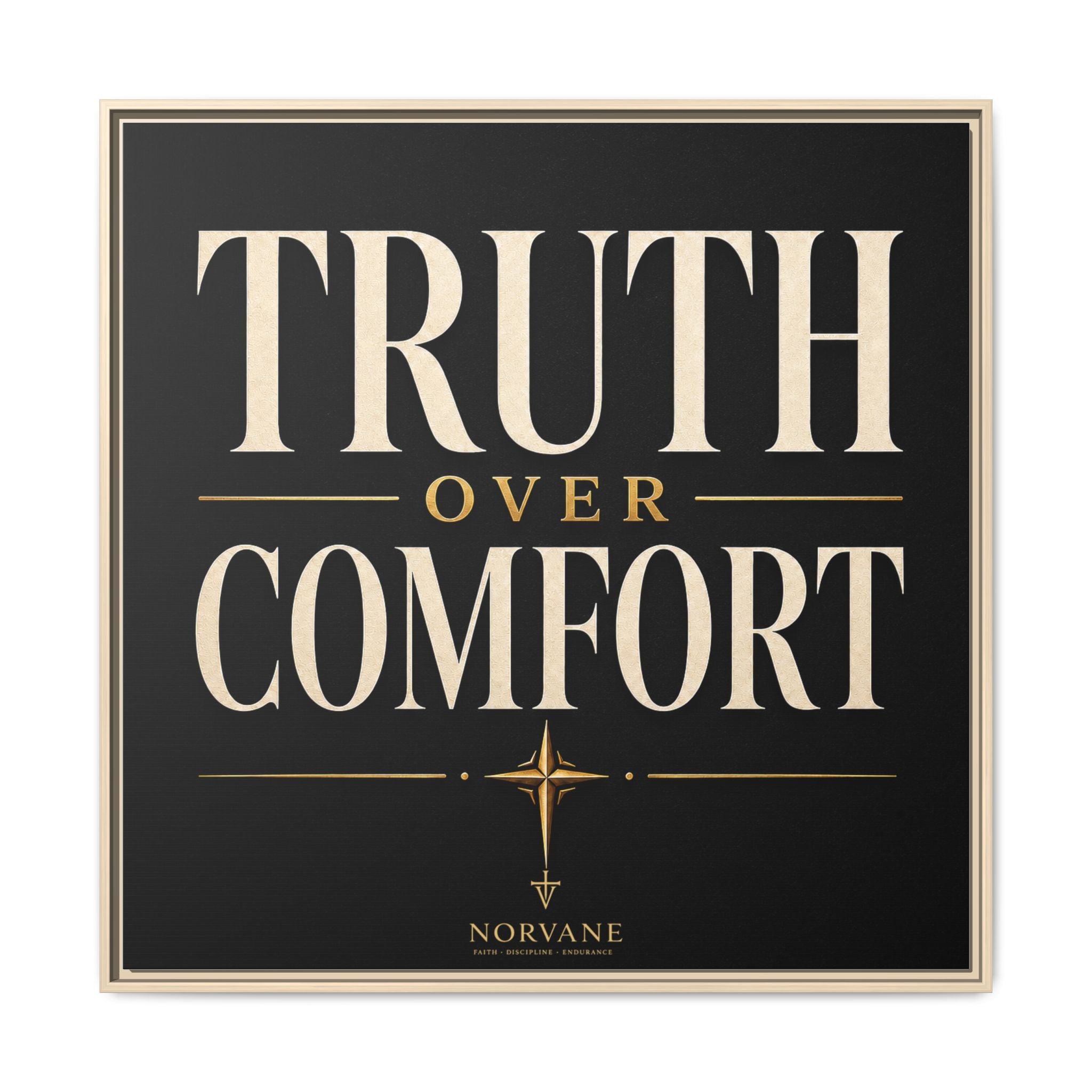 Norvane Truth Over Comfort Framed Canvas – Statement Typography Wall Art in Natural – view 27