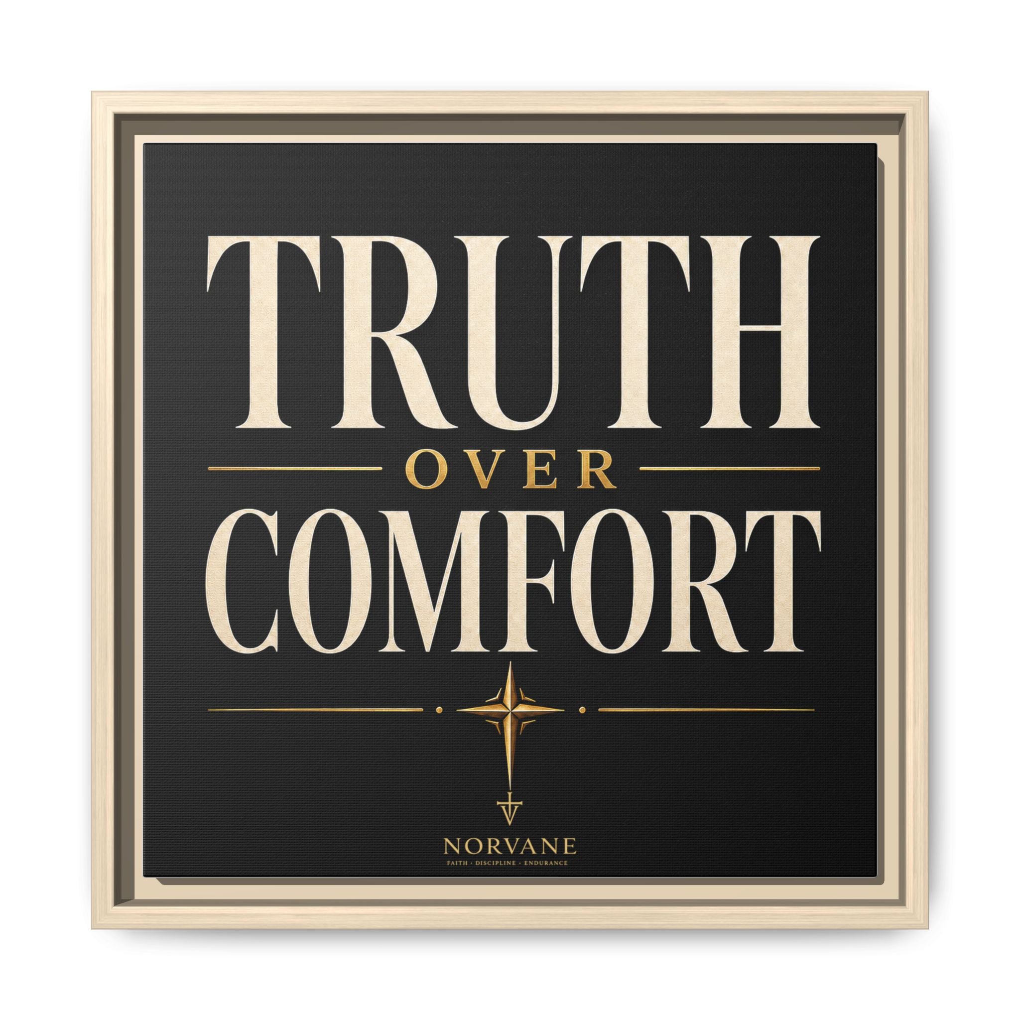 Norvane Truth Over Comfort Framed Canvas – Statement Typography Wall Art in Natural – view 30