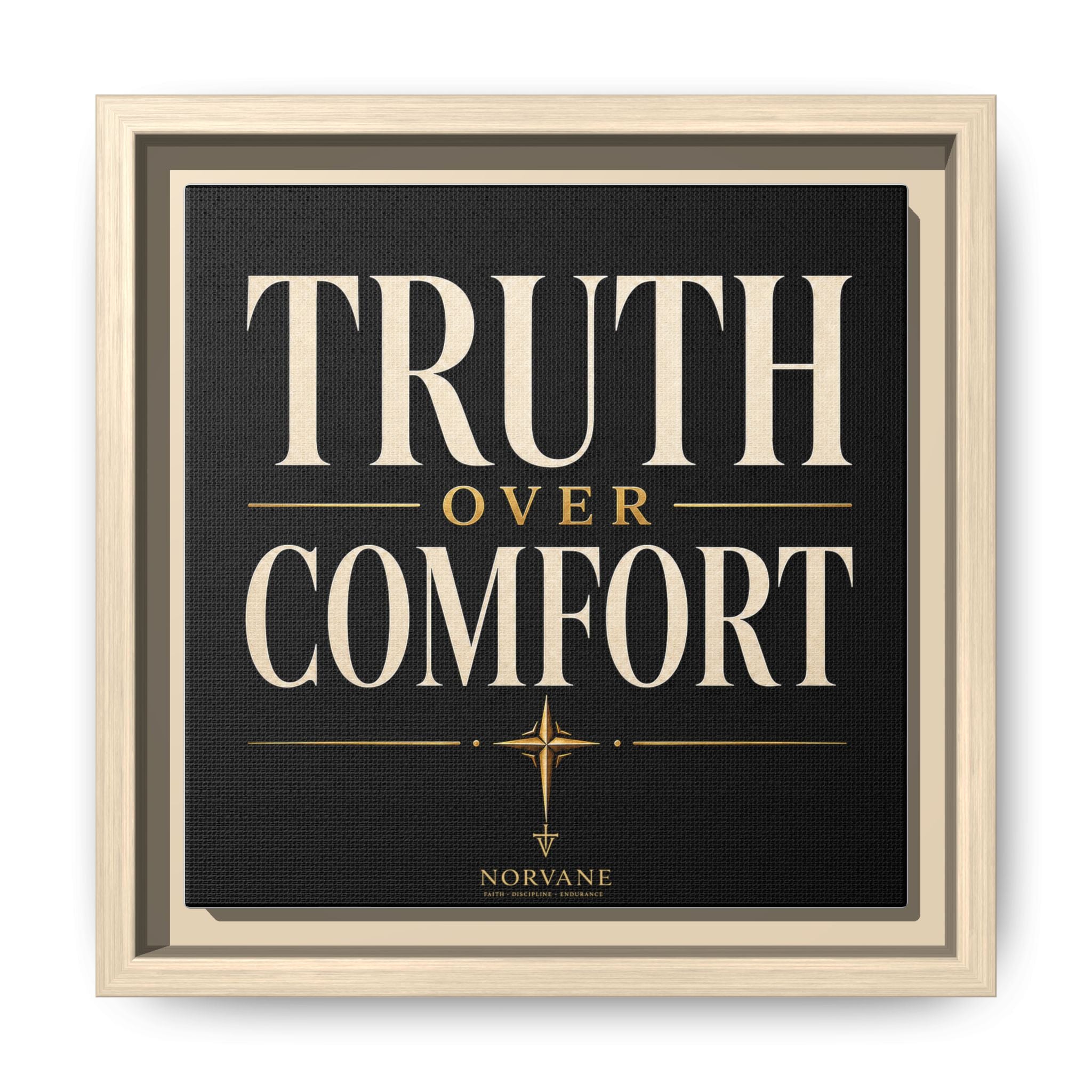 Norvane Truth Over Comfort Framed Canvas – Statement Typography Wall Art in Natural – view 8