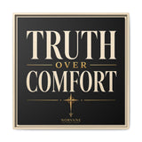 Norvane Truth Over Comfort Framed Canvas – Statement Typography Wall Art in Natural