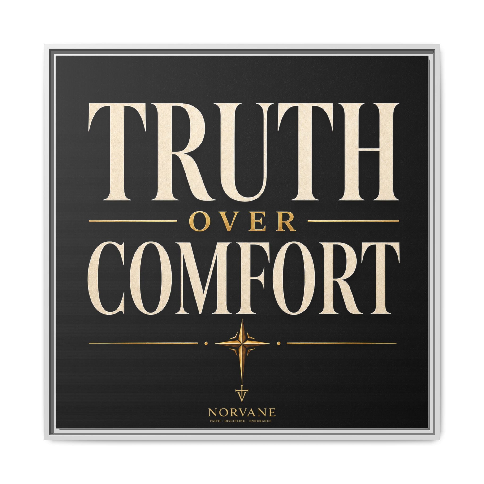 Norvane Truth Over Comfort Framed Canvas – Statement Typography Wall Art in White – view 12