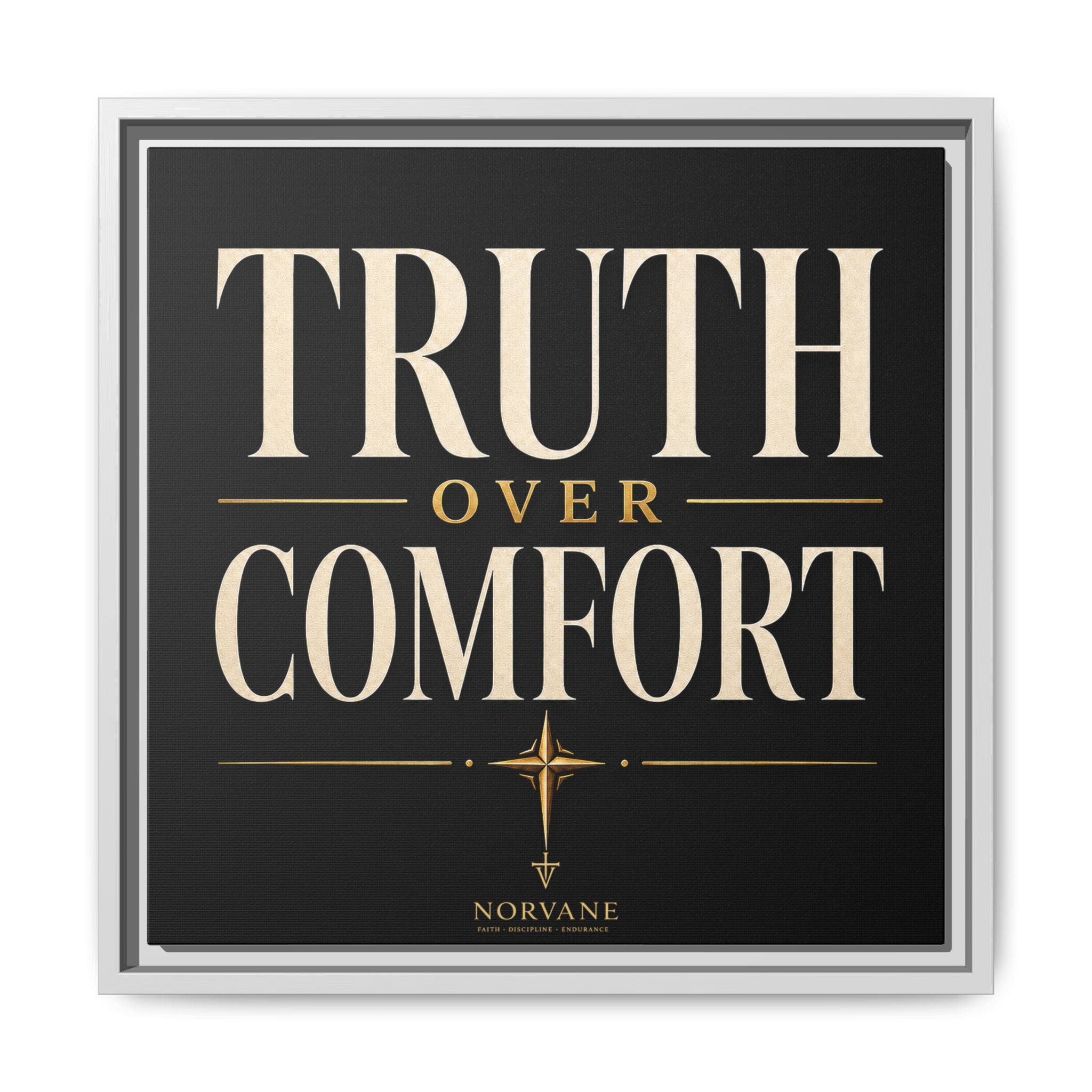 Norvane Truth Over Comfort Framed Canvas – Statement Typography Wall Art in White – view 15