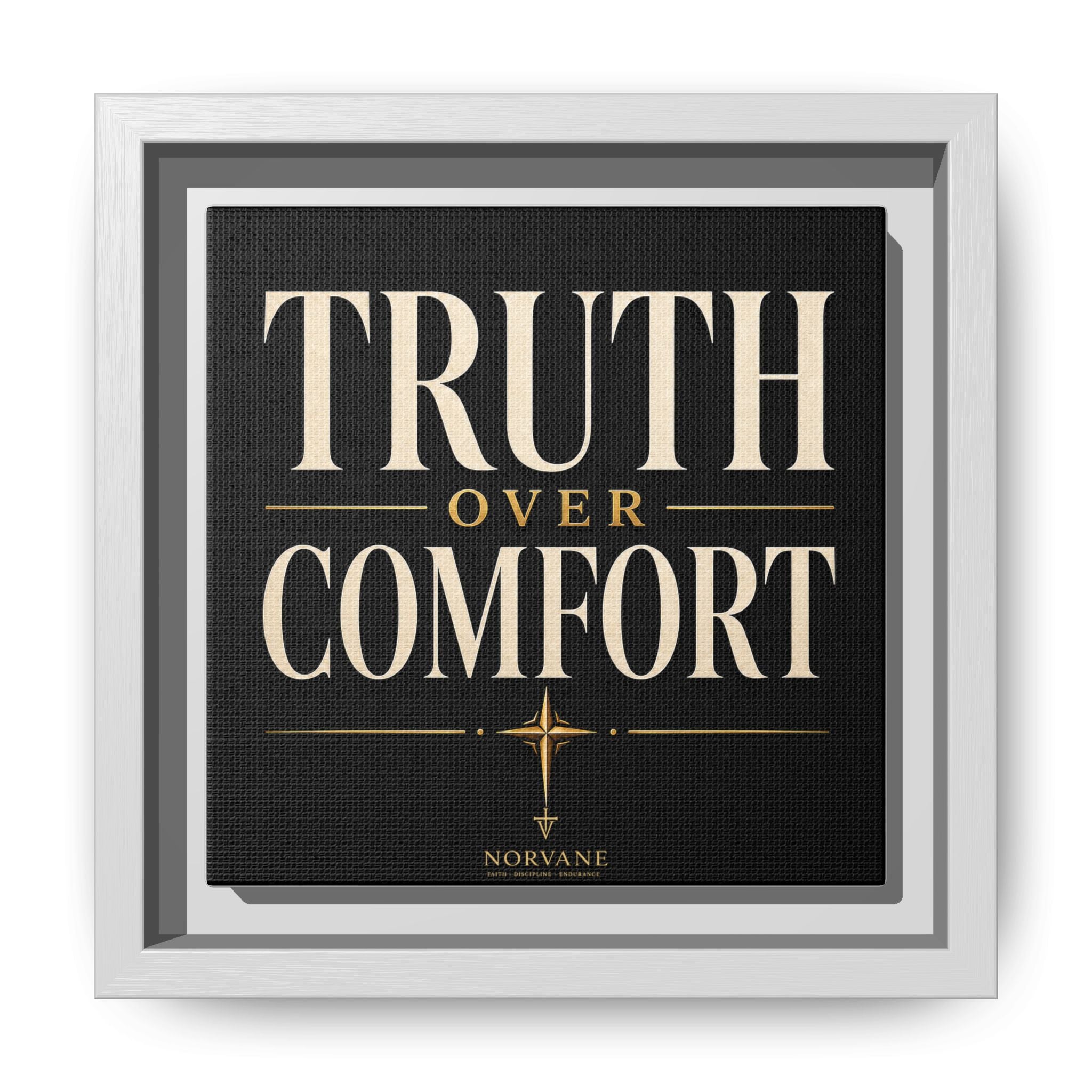 Norvane Truth Over Comfort Framed Canvas – Statement Typography Wall Art in White – view 17