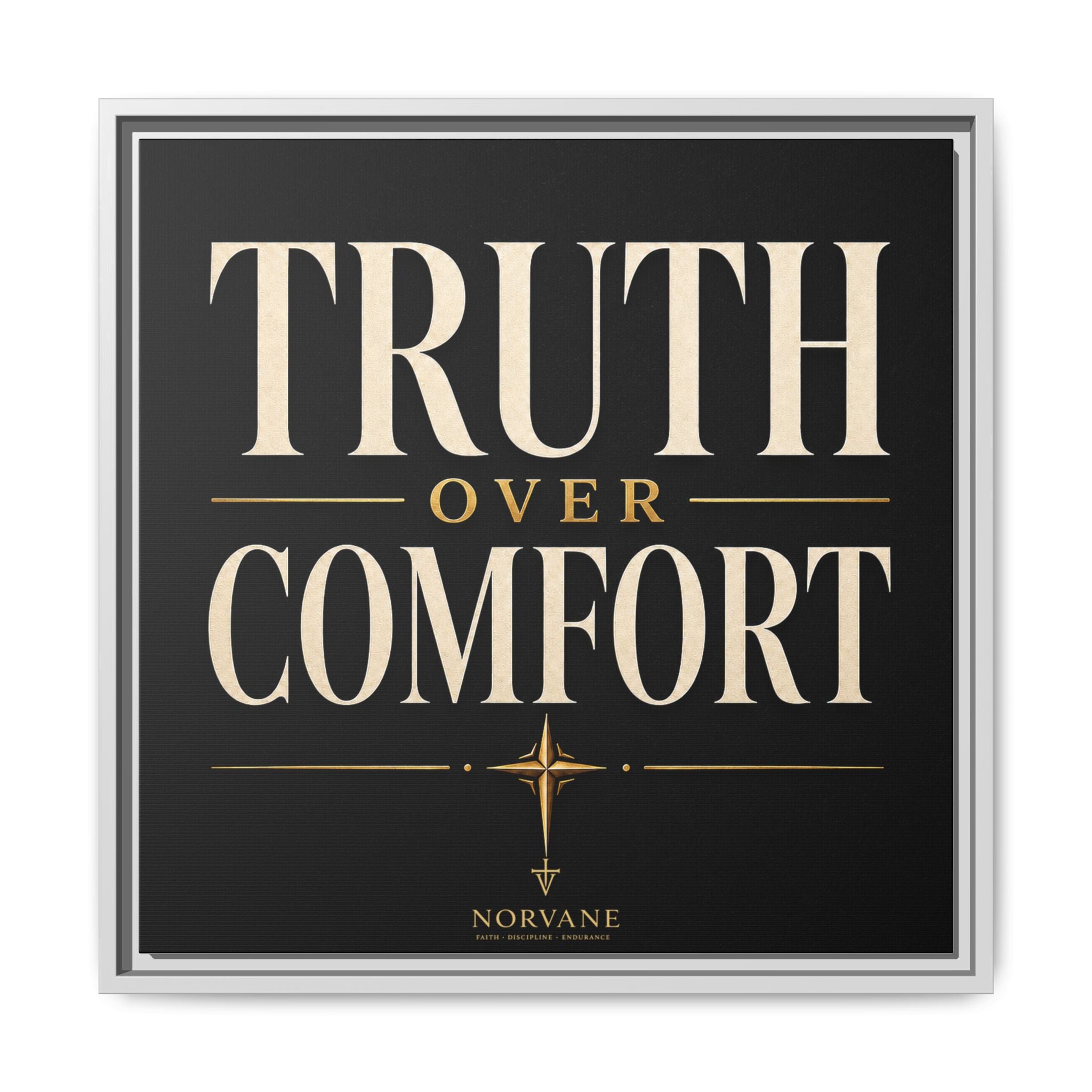 Norvane Truth Over Comfort Framed Canvas – Statement Typography Wall Art in White – view 24