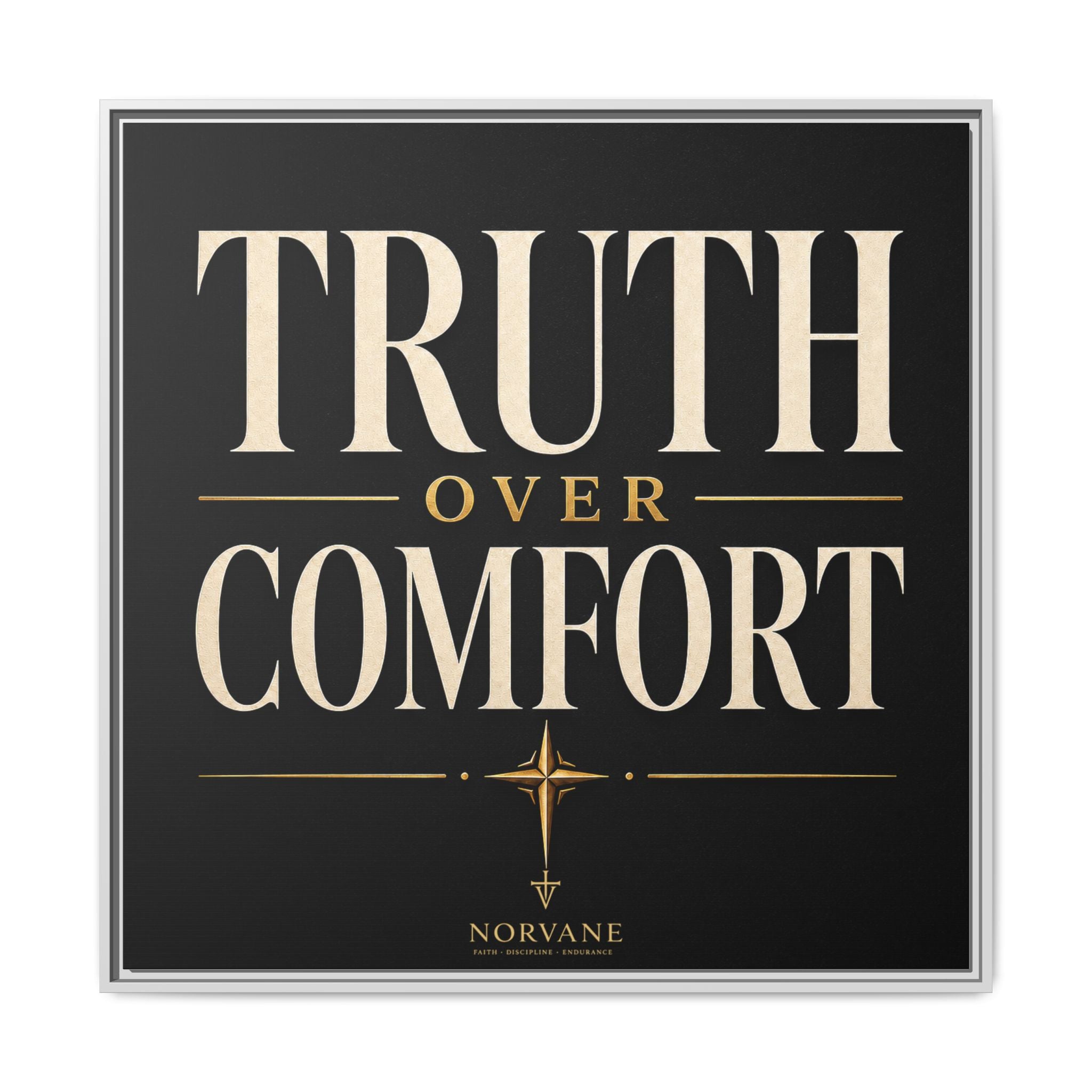 Norvane Truth Over Comfort Framed Canvas – Statement Typography Wall Art in White – view 25