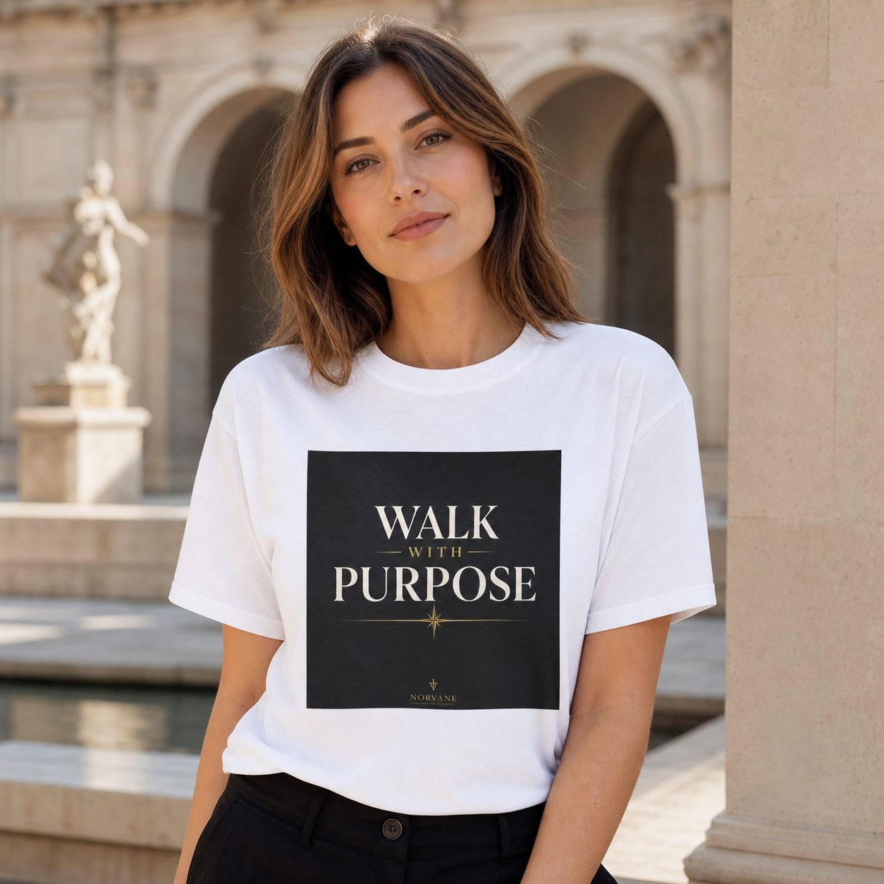 Norvane Walk With Purpose T-Shirt – Inspirational Graphic Tee in White