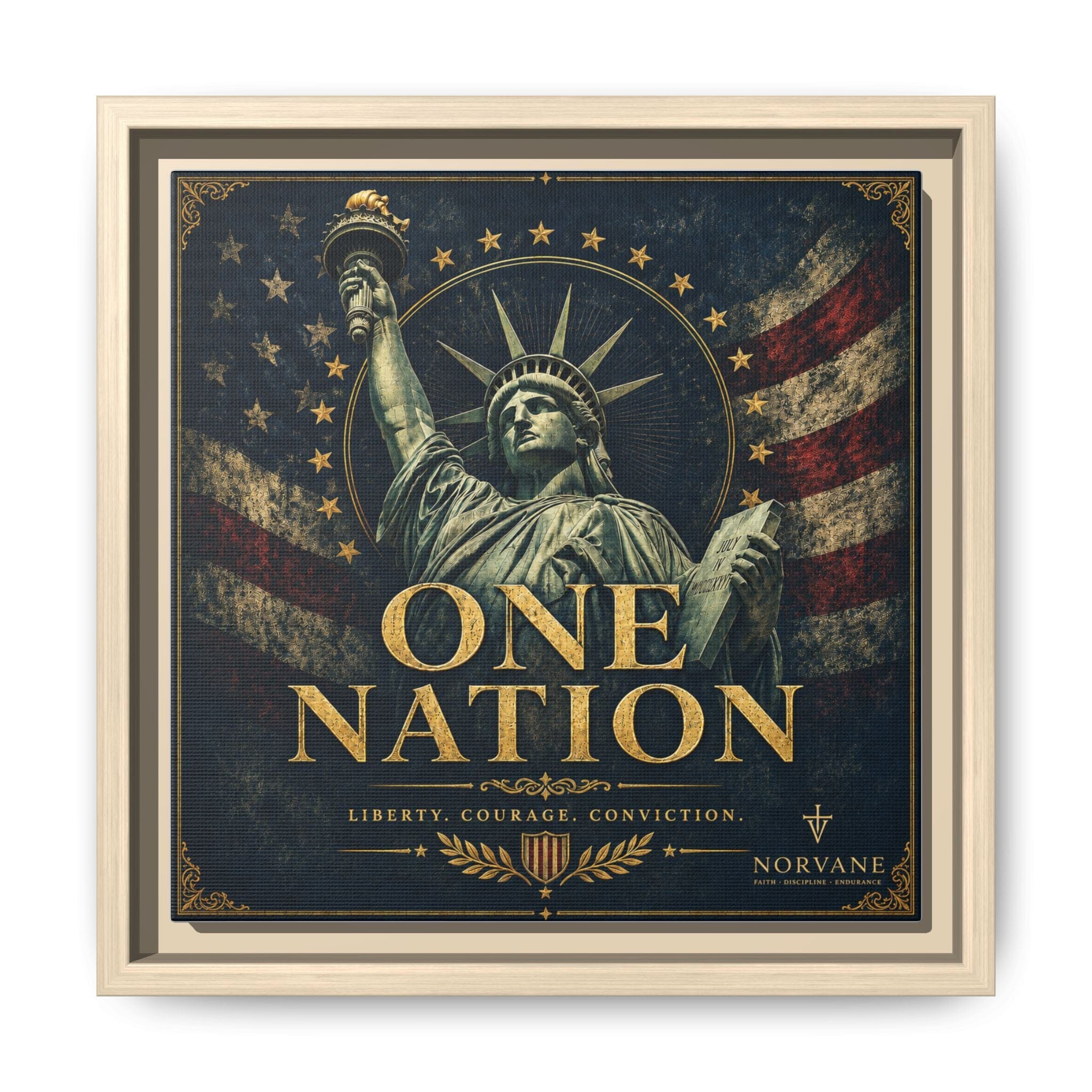 One Nation Matte Canvas Print — Patriotic Statue of Liberty Framed Wall Art Canvas Printify 10″ x 10″ 1.25" Natural