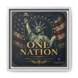 One Nation Matte Canvas Print — Patriotic Statue of Liberty Framed Wall Art Canvas Printify 12″ x 12″ 1.25" White